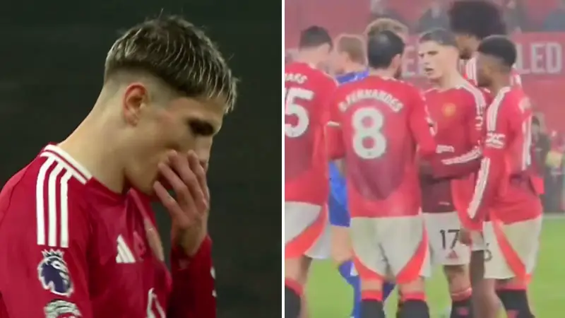 Unseen footage emerges of full-time incident with Alejandro Garnacho and Bruno Fernandes after he refused to celebrate Man Utd goal