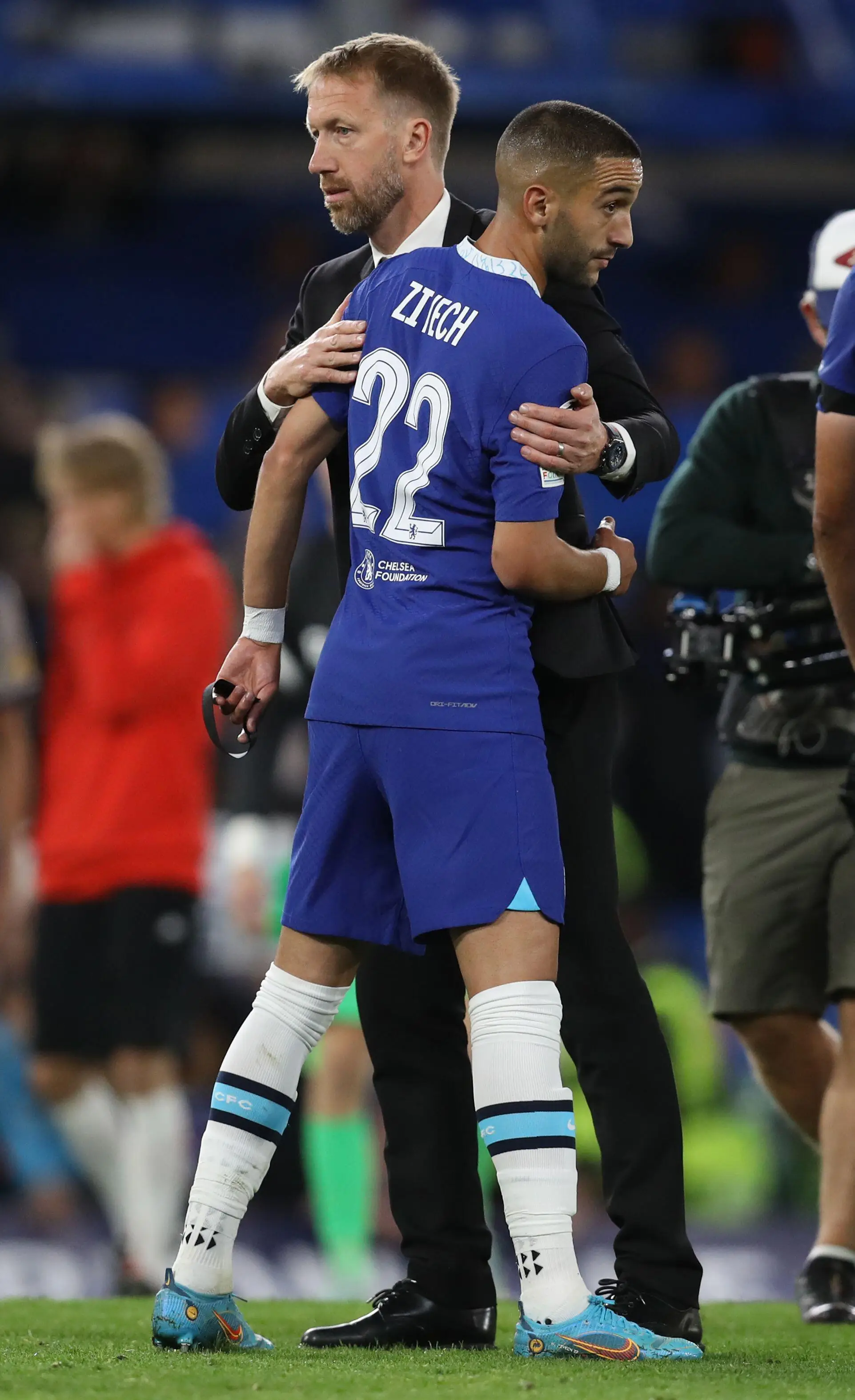 Hakim Ziyech with Graham Potter after the match. (Alamy)
