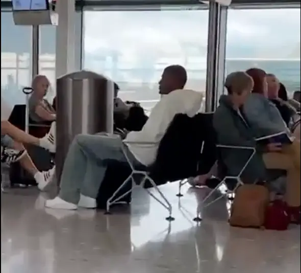 Christian Mosquera at Heathrow airport (credit: @tom_austin2000)