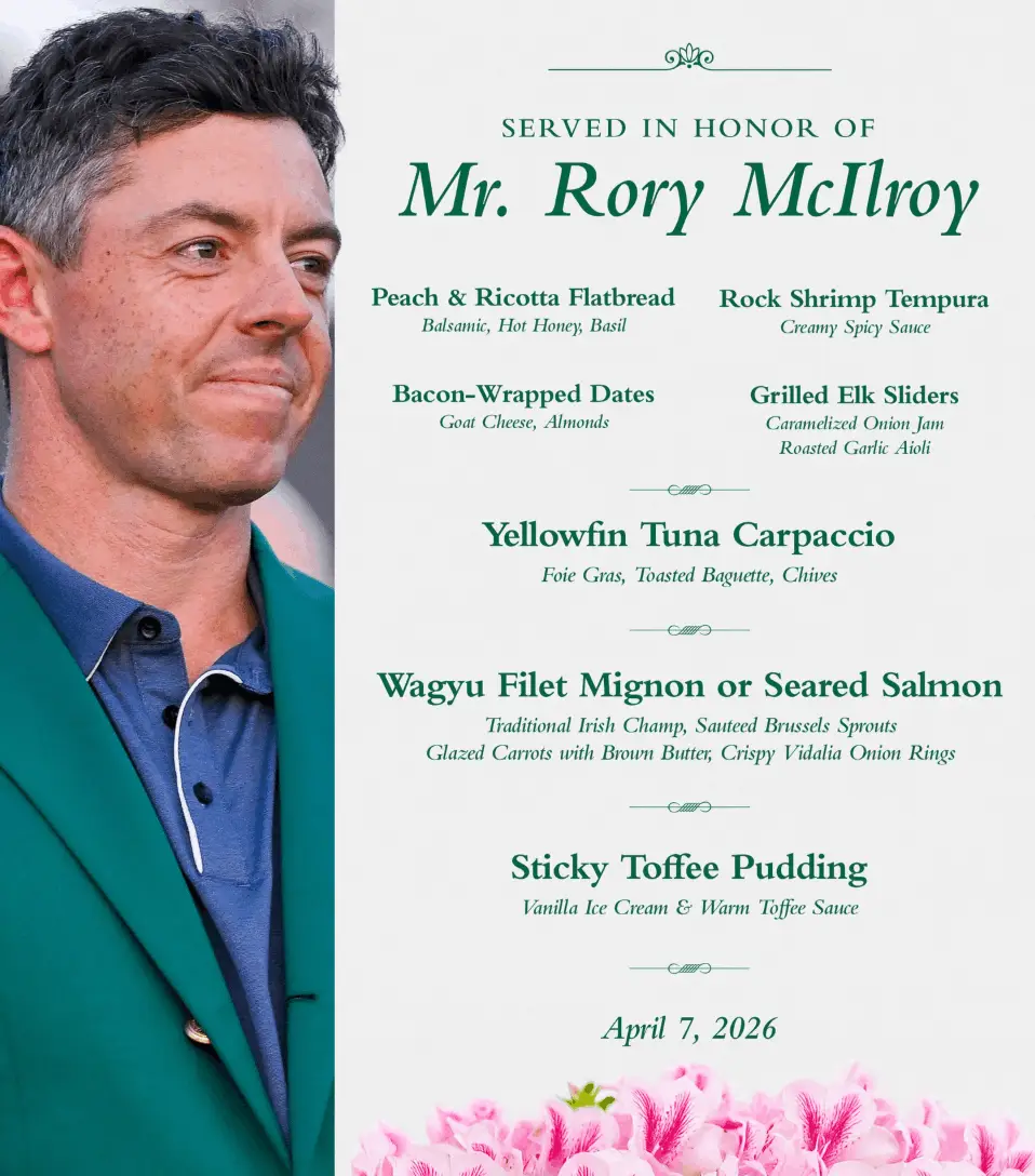 McIlroy's Masters Champions Dinner menu in full (Image: The Masters)