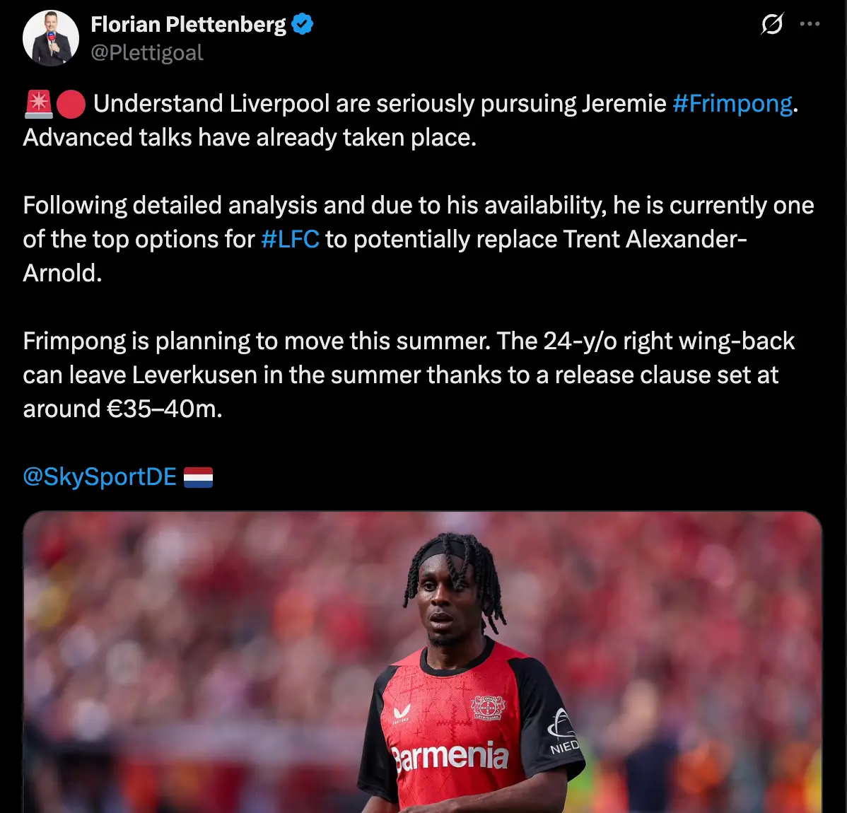 Liverpool have reportedly decided on their Trent Alexander-Arnold replacement (Image: Twitter/@Plettigoal)