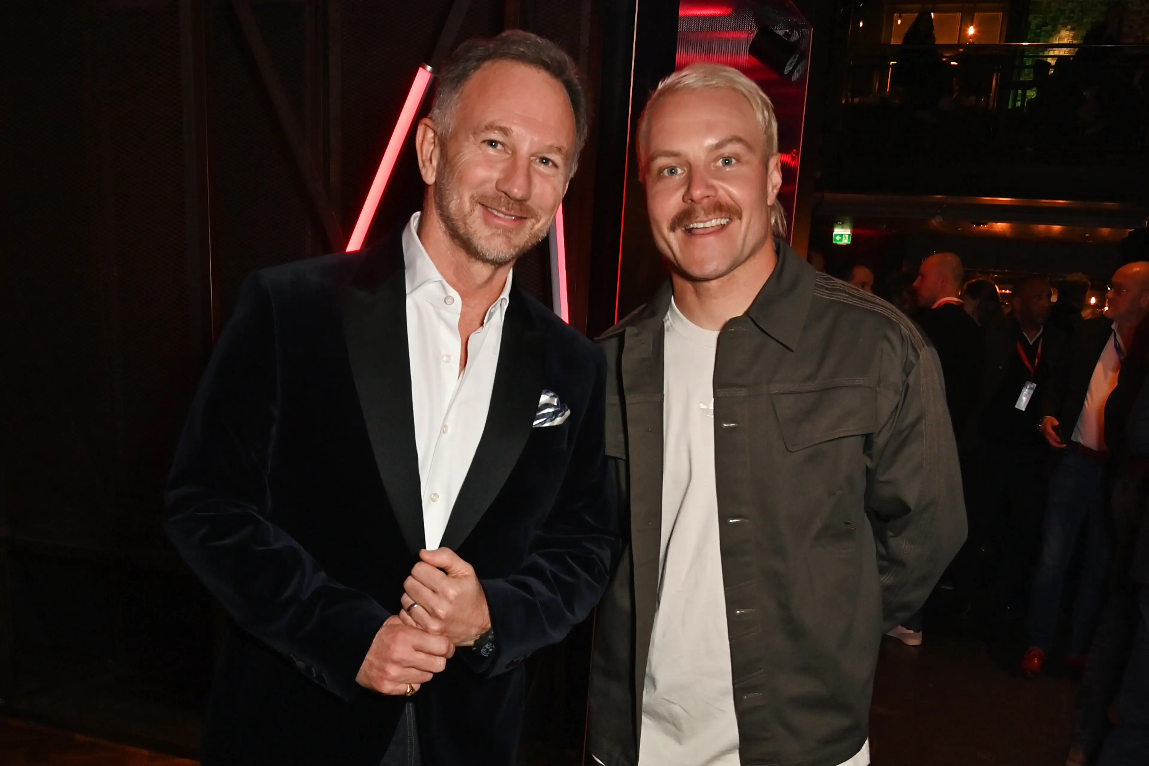 Christian Horner and Valterri Bottas. (Image: Getty)