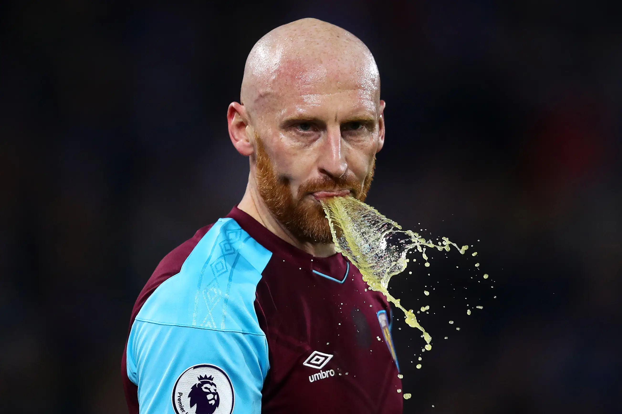 Footballers are often seen spitting out the drinks they consume. Image: Getty