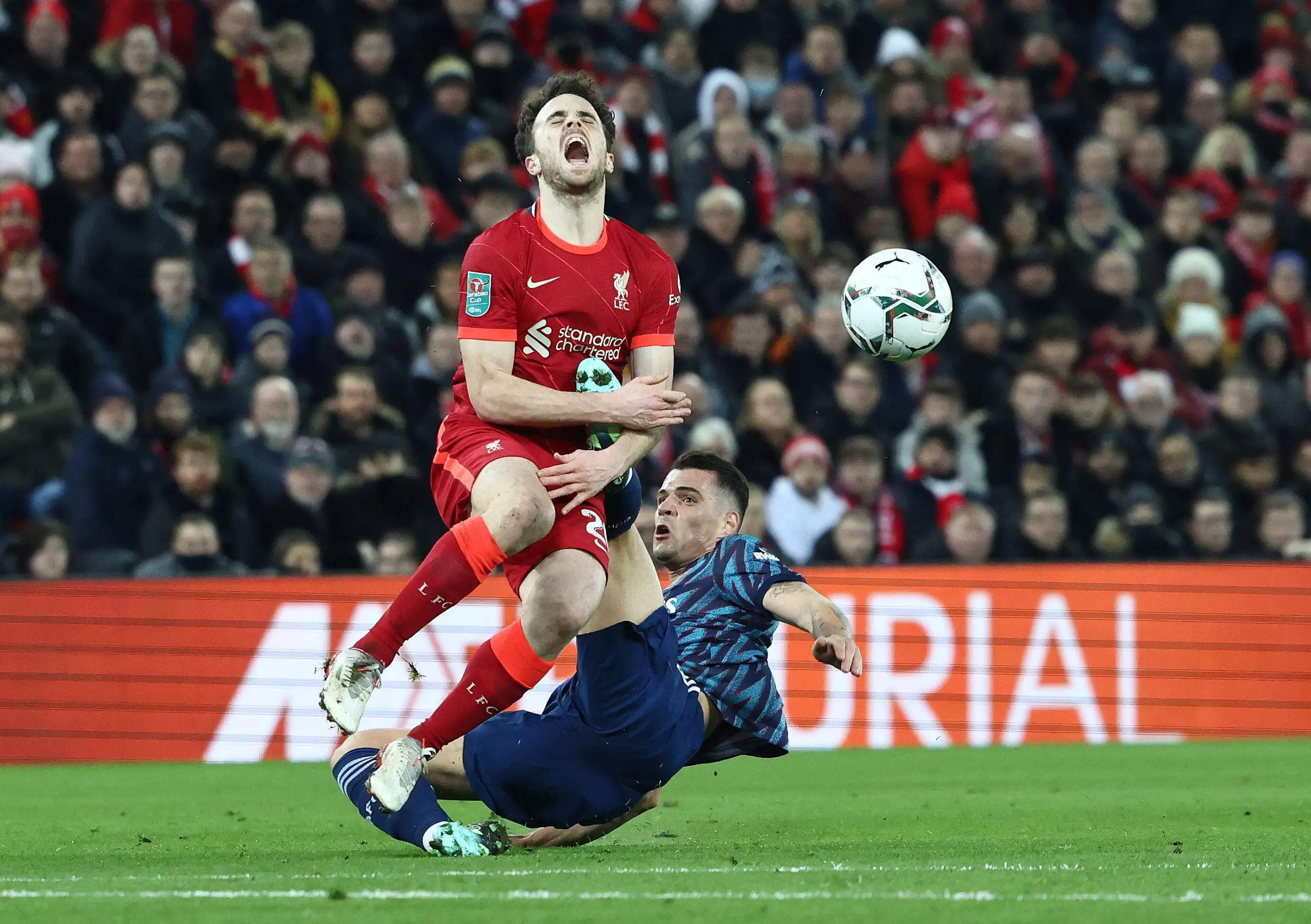 Xhaka's red card left Arsenal a midfielder short for the weekend. Image: PA Images