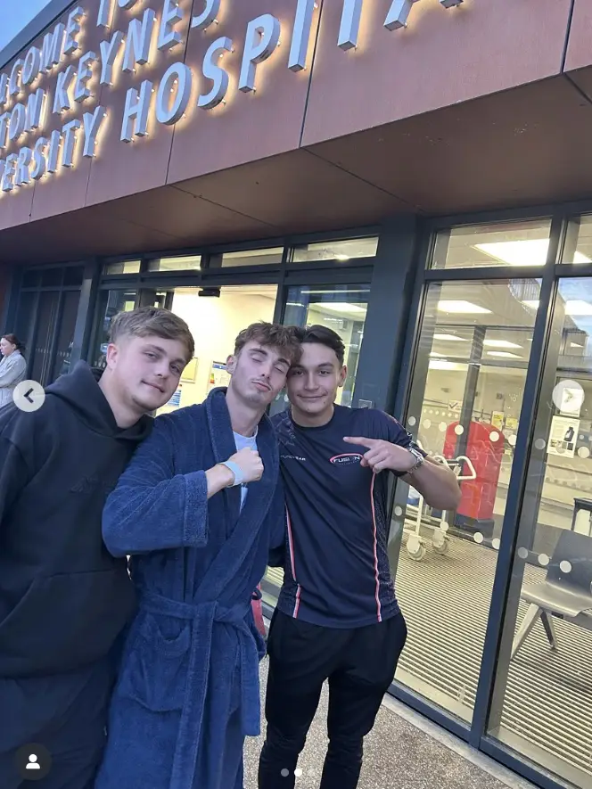 Will MacIntyre outside Milton Keynes hospital. Image:willmac.7 via Instagram