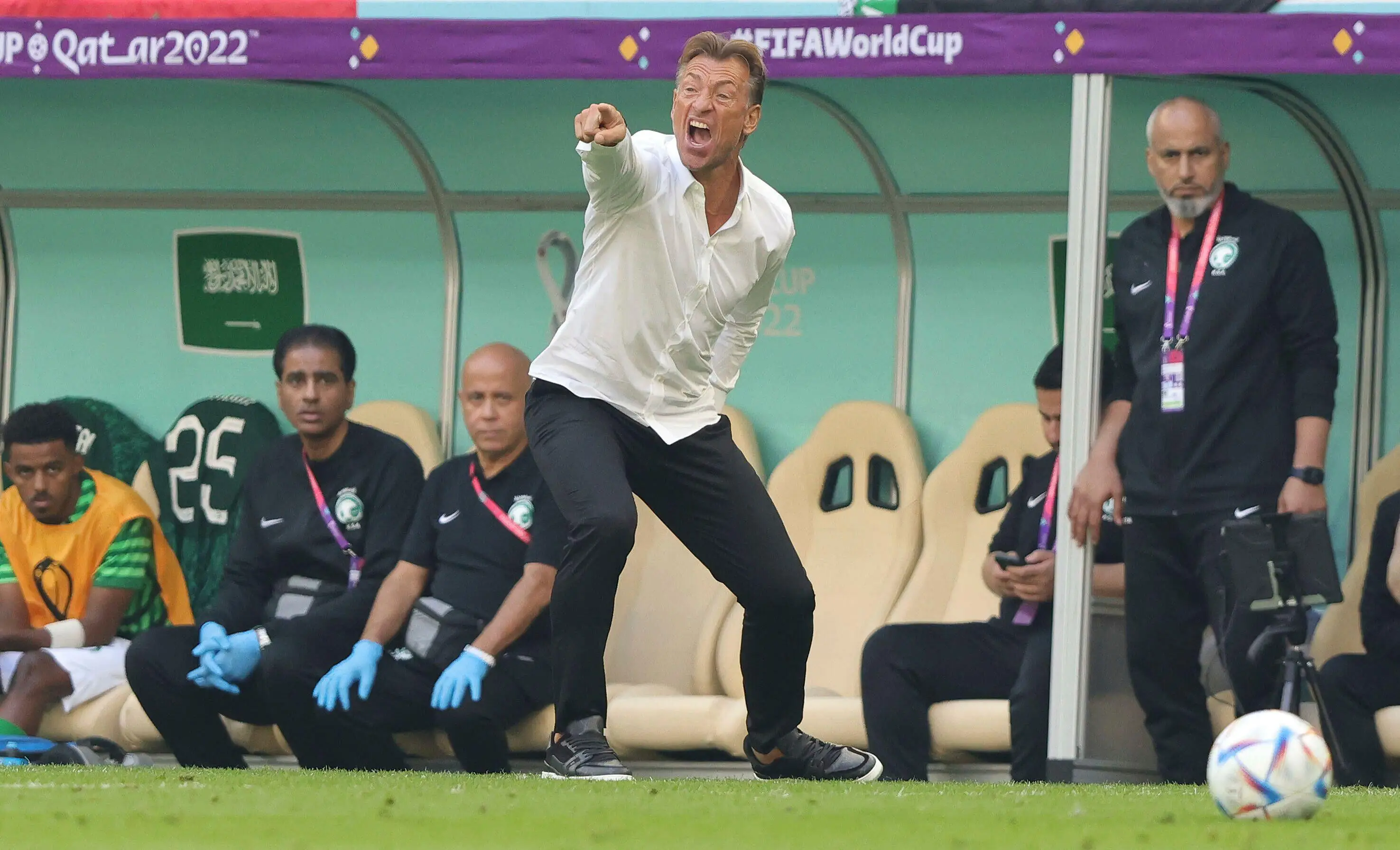 Herve Renard on the touchline against Argentina. Image credit: Alamy
