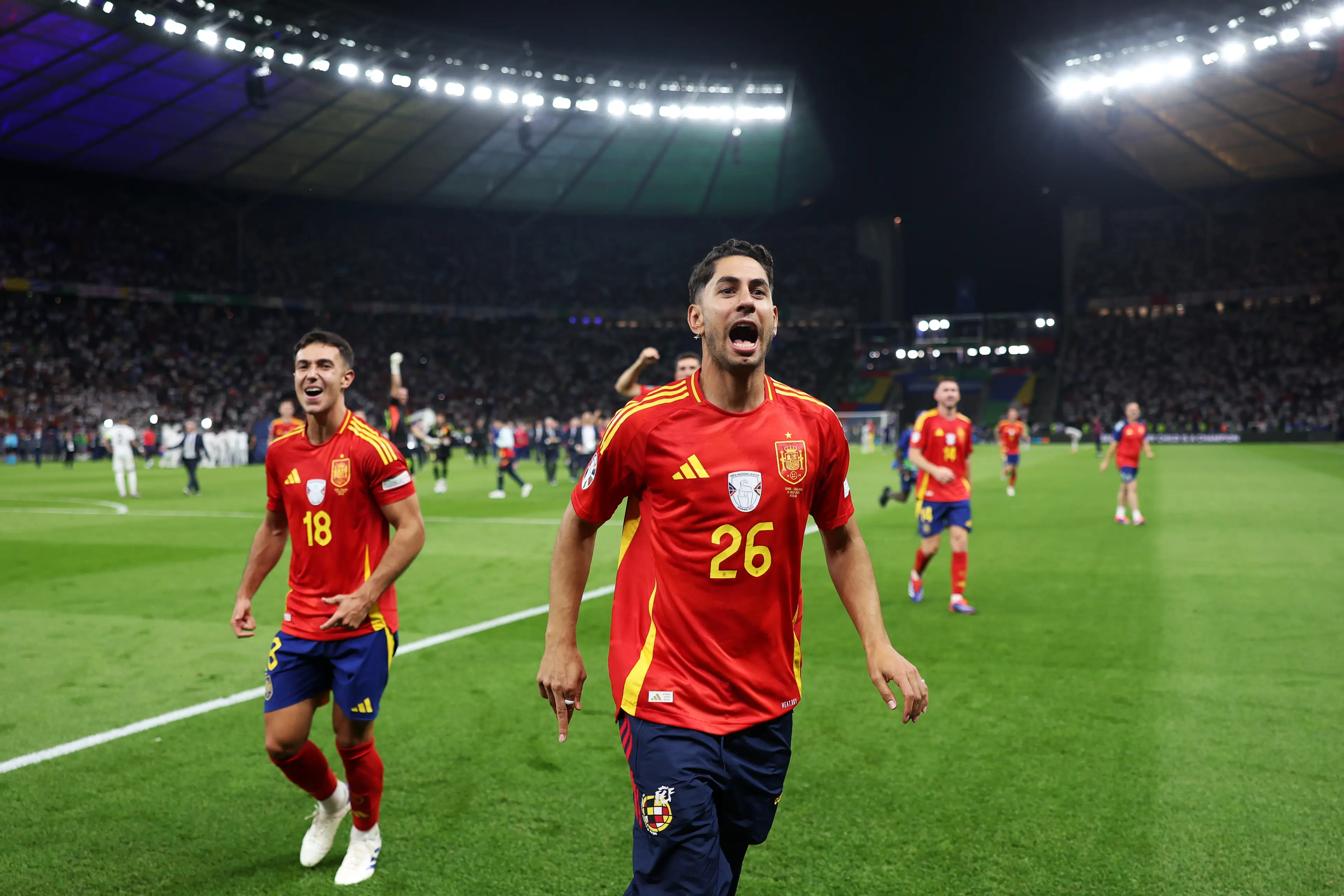 Ayoze Perez was spotted celebrating Spain's win. (Getty)