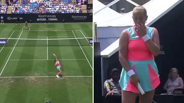Tennis player goes viral for the 'worst double-fault of all time' at Eastbourne tournament
