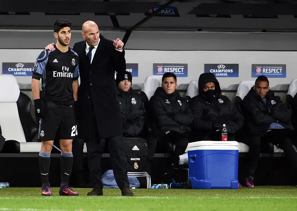 Marco Asensio and Zinedine Zidane (Credit:Getty)