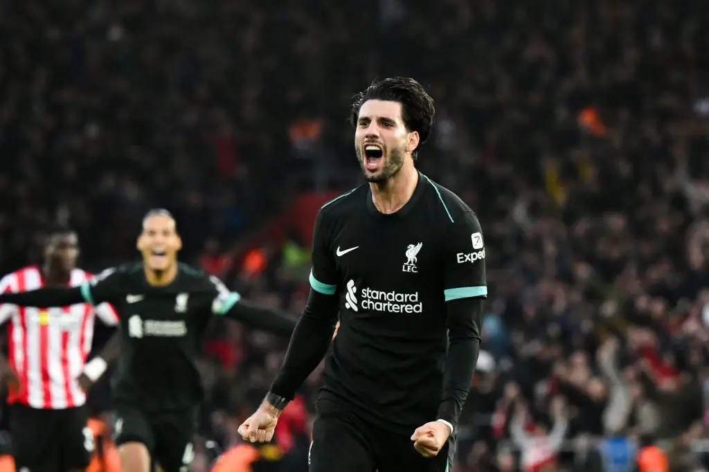 Dominik Szoboszlai scored his first goal of the season in the Premier League match between Liverpool and Southampton. (Image: Getty)