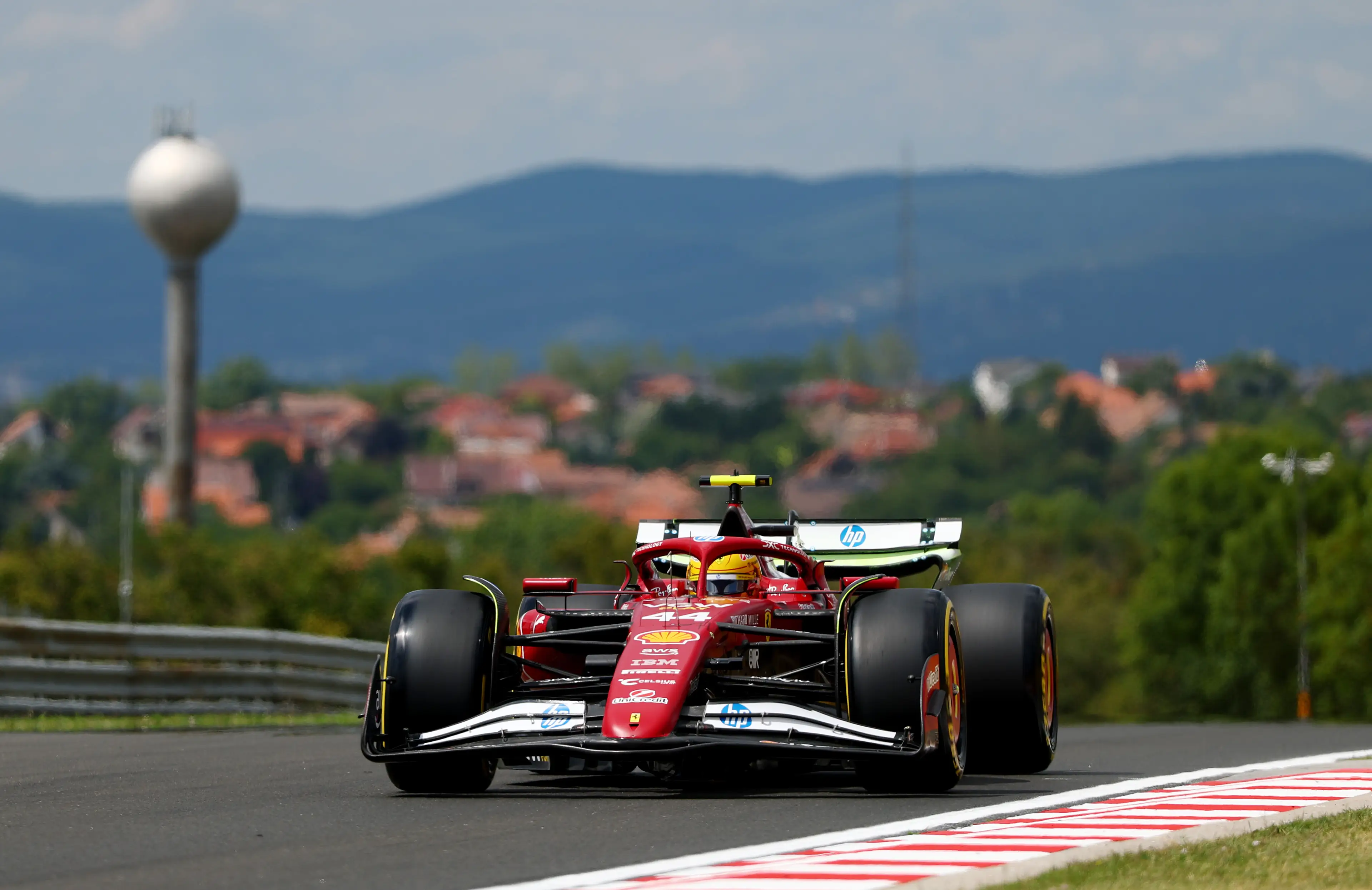 Lewis Hamilton driving for Ferrari at the Hungarian Grand Prix. (Image: Getty)