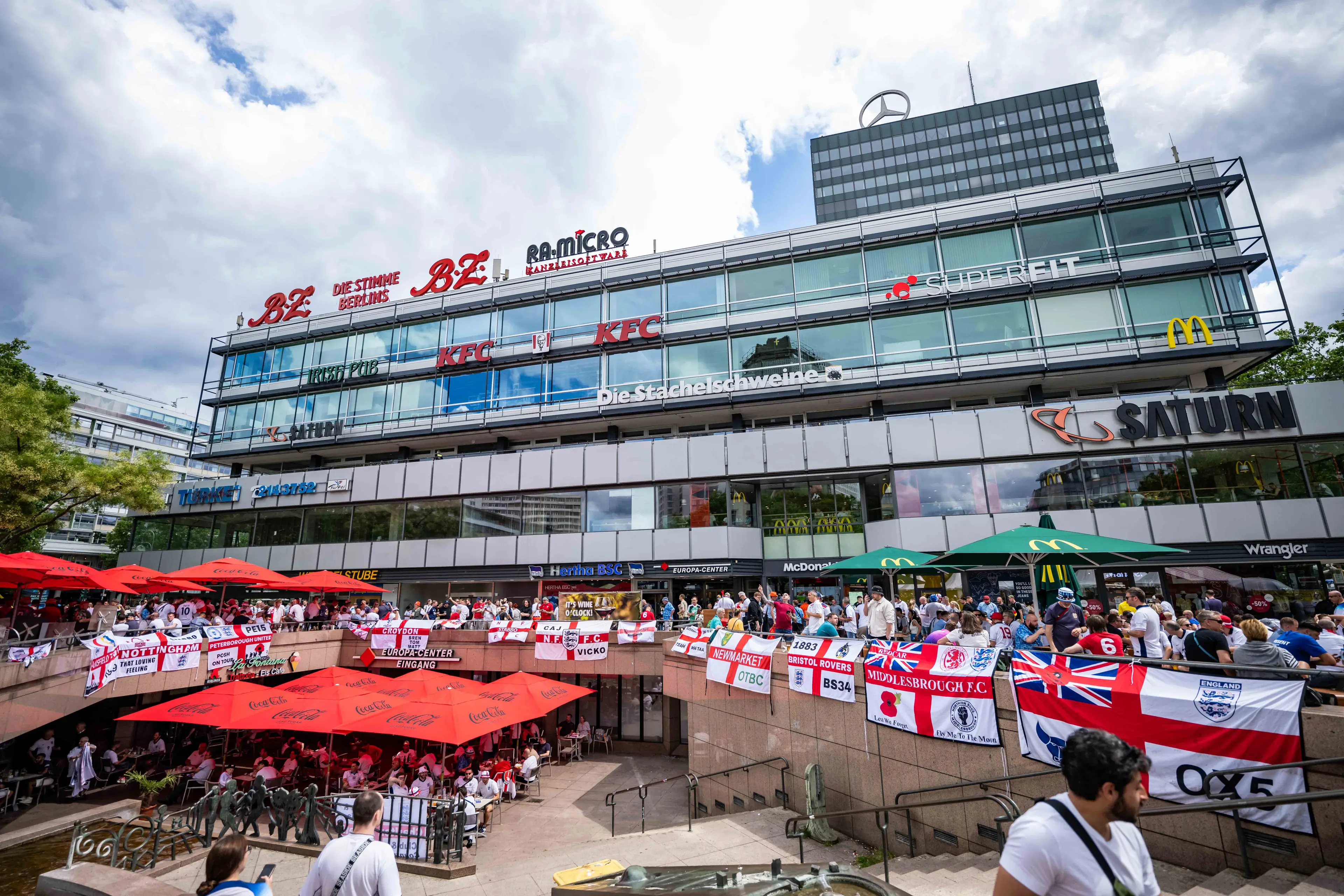 The England fan zone at Breitscheidplatz in Berlin for the Euro 2024 final vs Spain. (