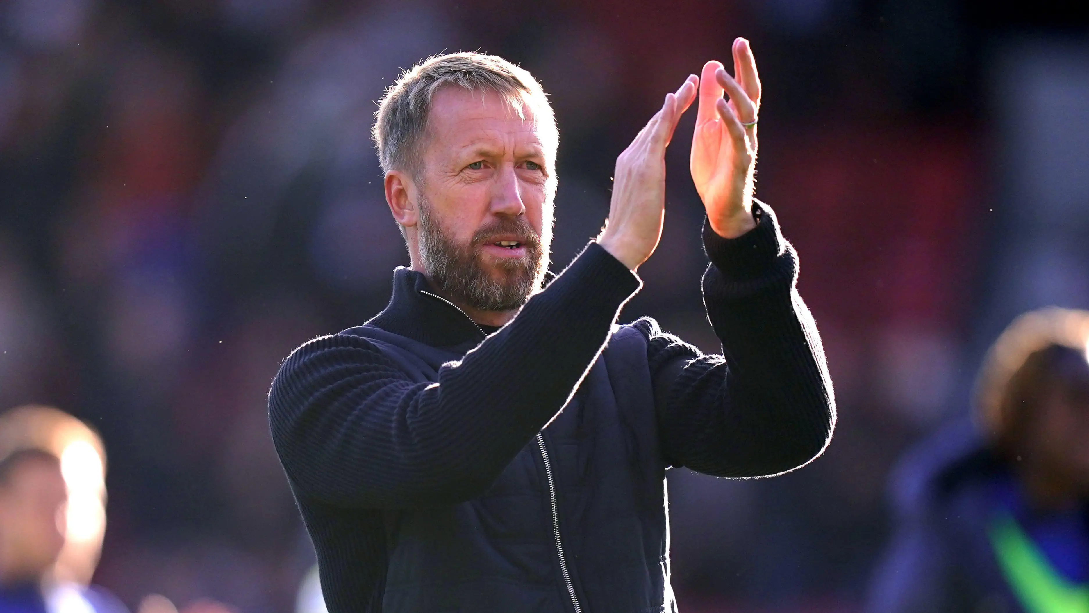 Graham Potter applauds Chelsea fans after their win over Crystal Palace. (Alamy)