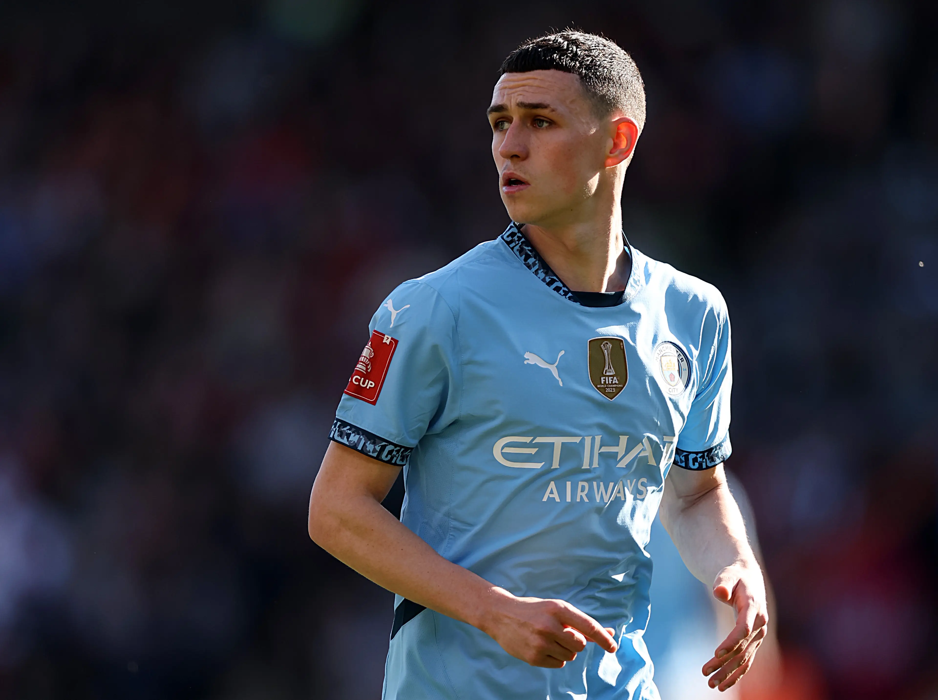 Phil Foden in action for Manchester City. Image: Getty 