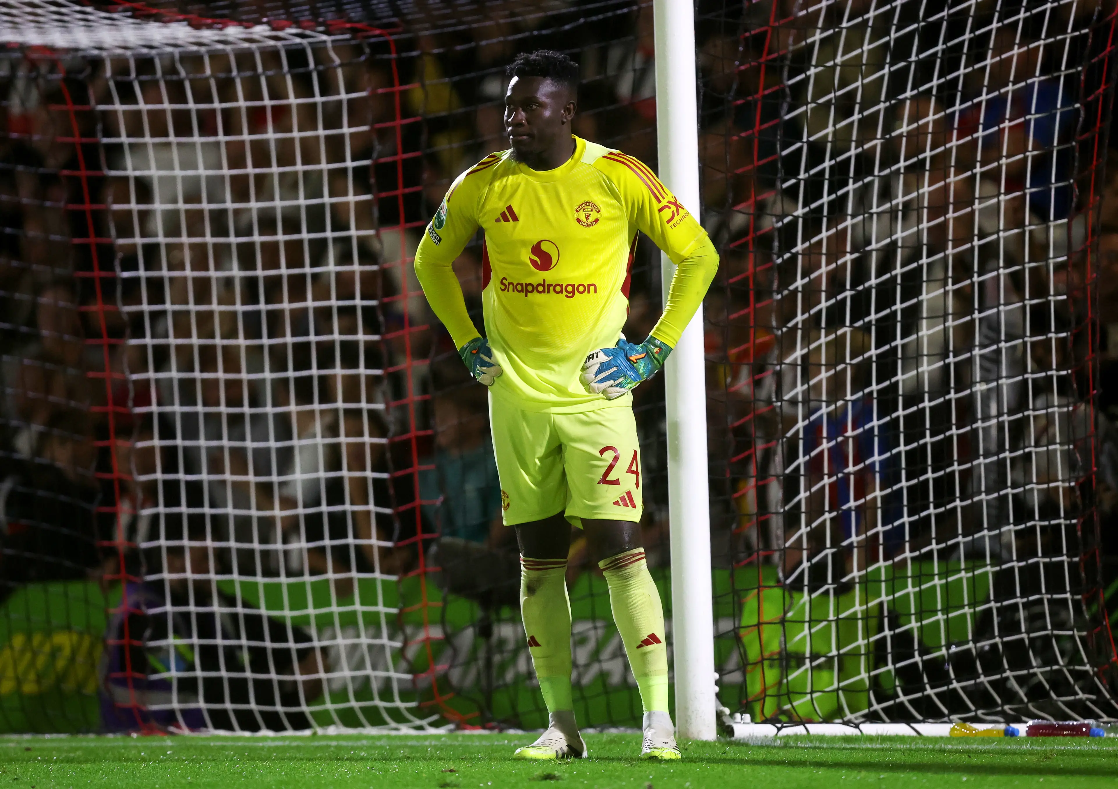 Andre Onana was booed by his own supporters against Grimsby (Image: Getty)
