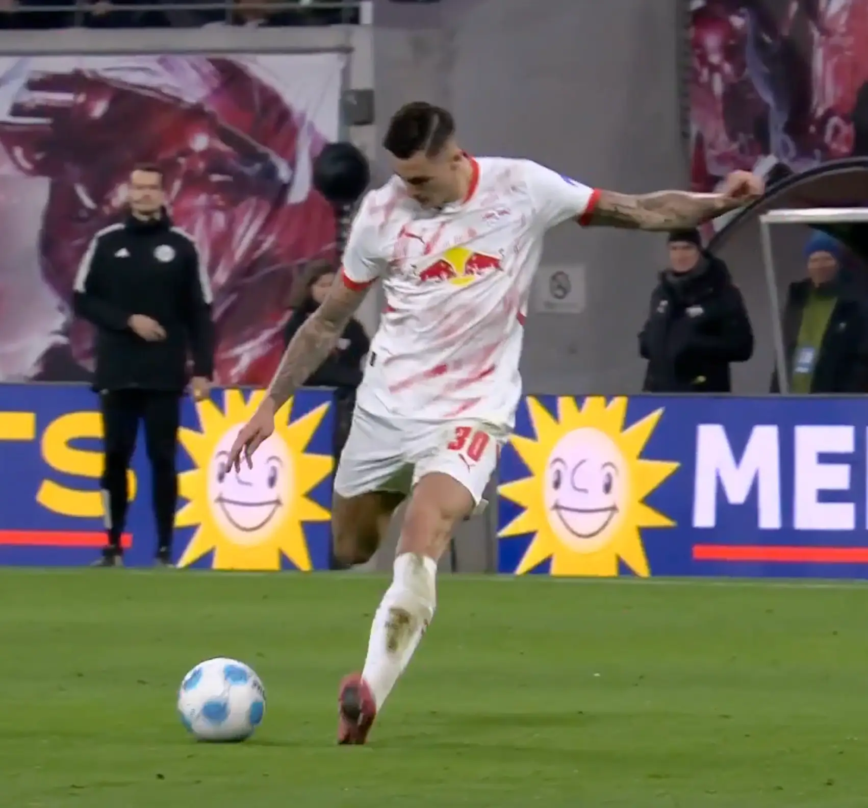 It was a superb strike from the young striker. Image credit: Sky Sports