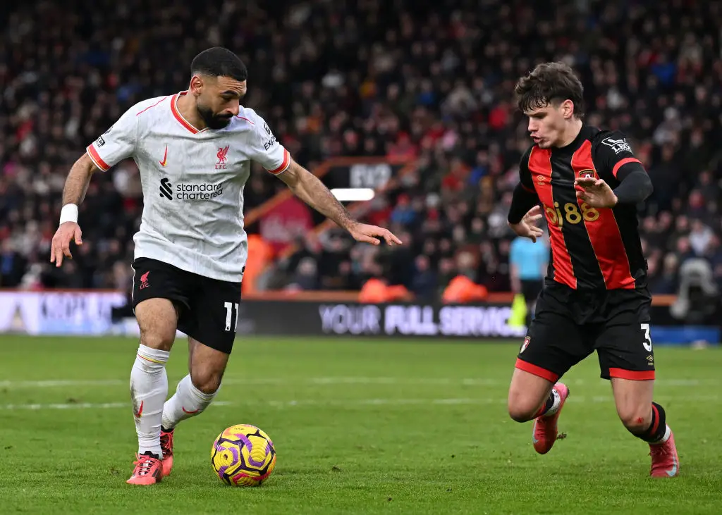 Mohamed Salah and Milos Kerkez during Bournemouth vs Liverpool (Credit:Getty)