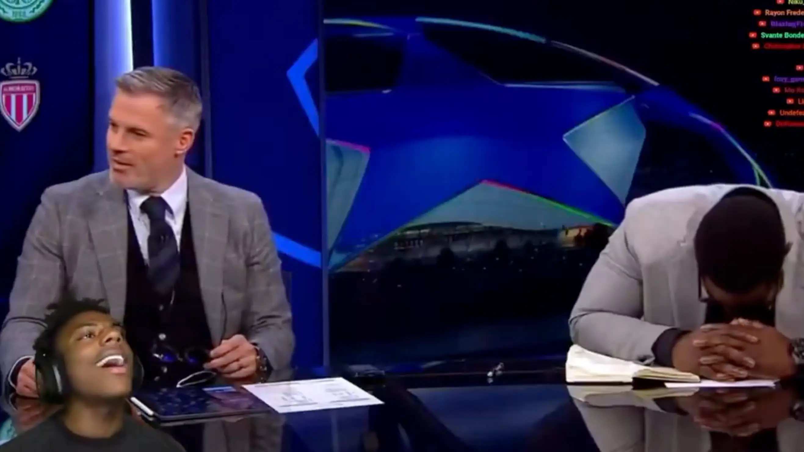 IShowSpeed couldn't believe what Jamie Carragher said about him on CBS Sports coverage and he was fuming