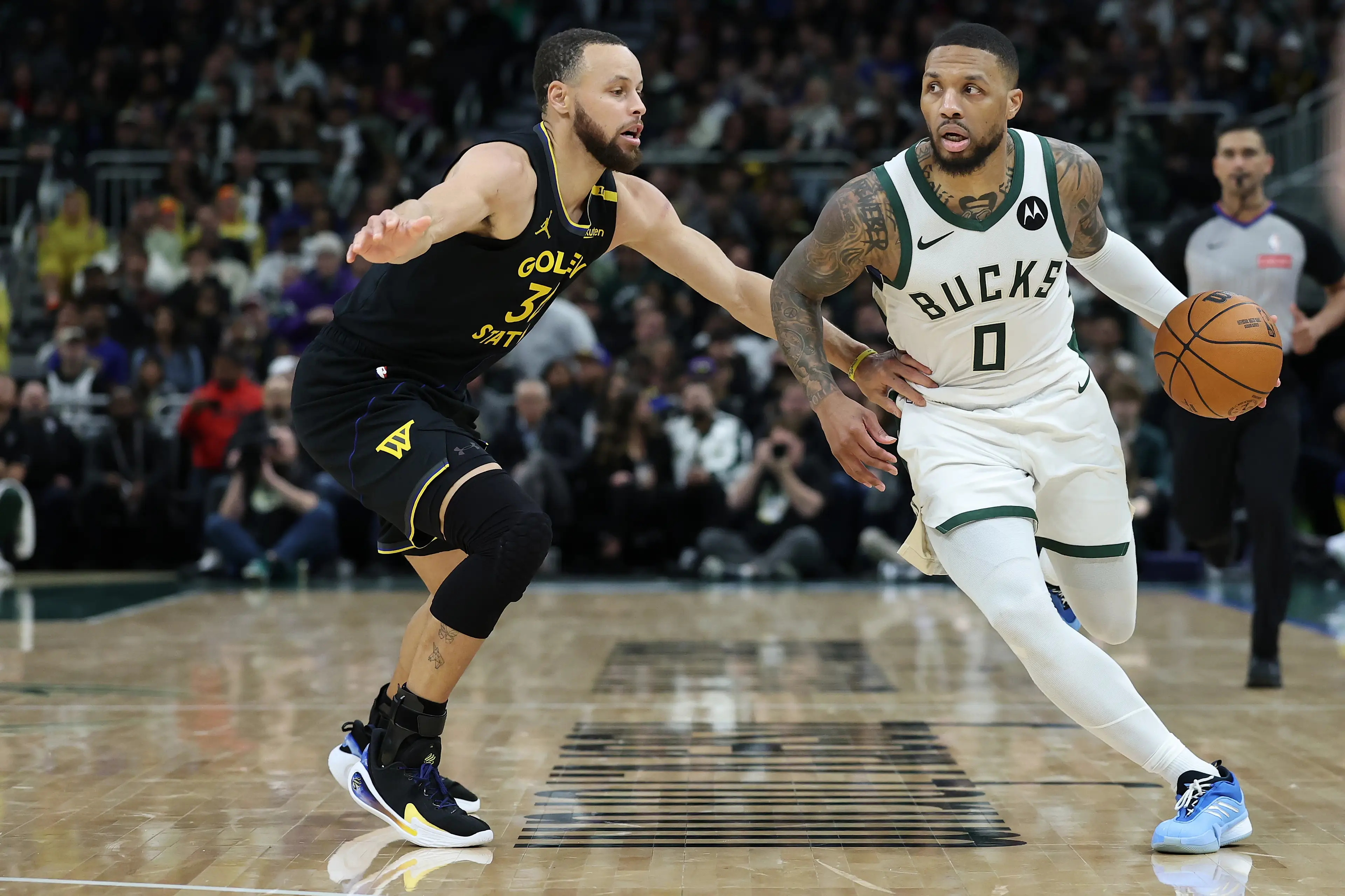 Steph Curry in action against the Milwaukee Bucks. Image: Getty