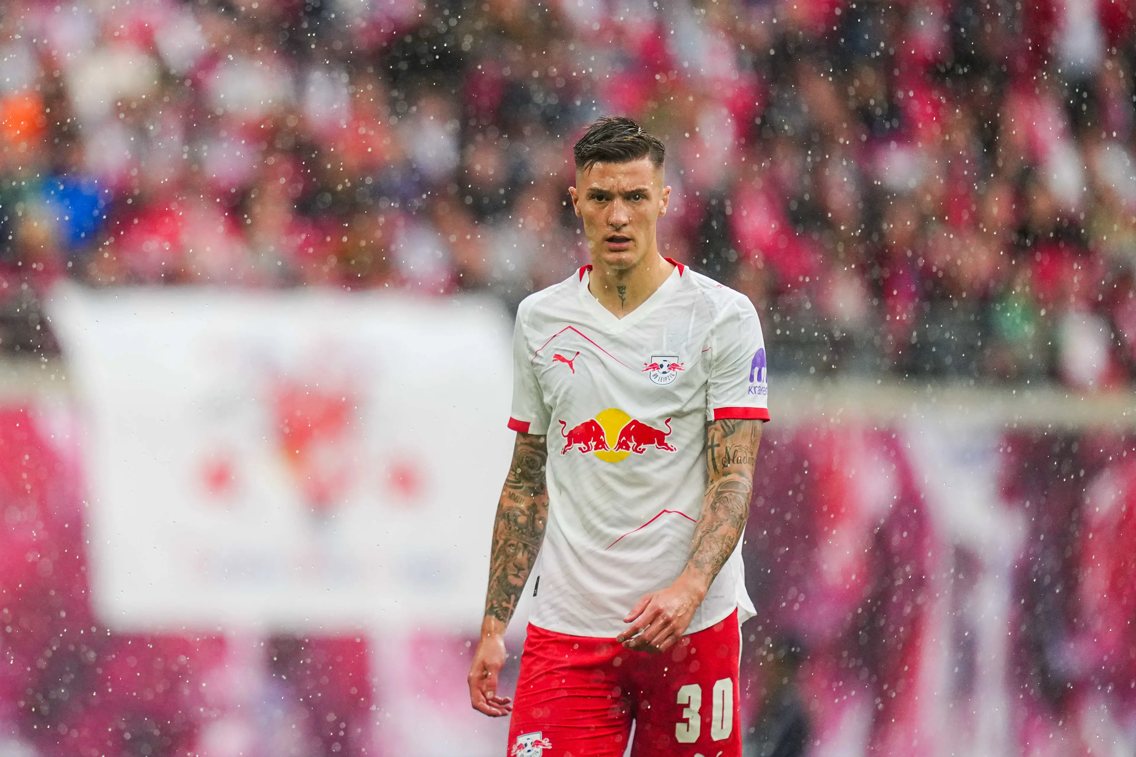 Benjamin Sesko has been linked with a move to the Premier League. Image: Getty