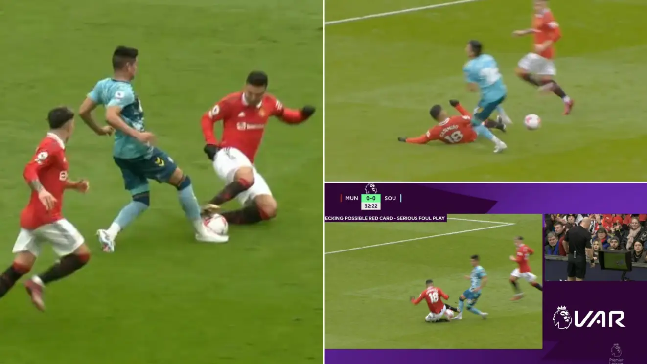 Casemiro receives straight red card for a high challenge on Carlos Alcaraz, he was devastated