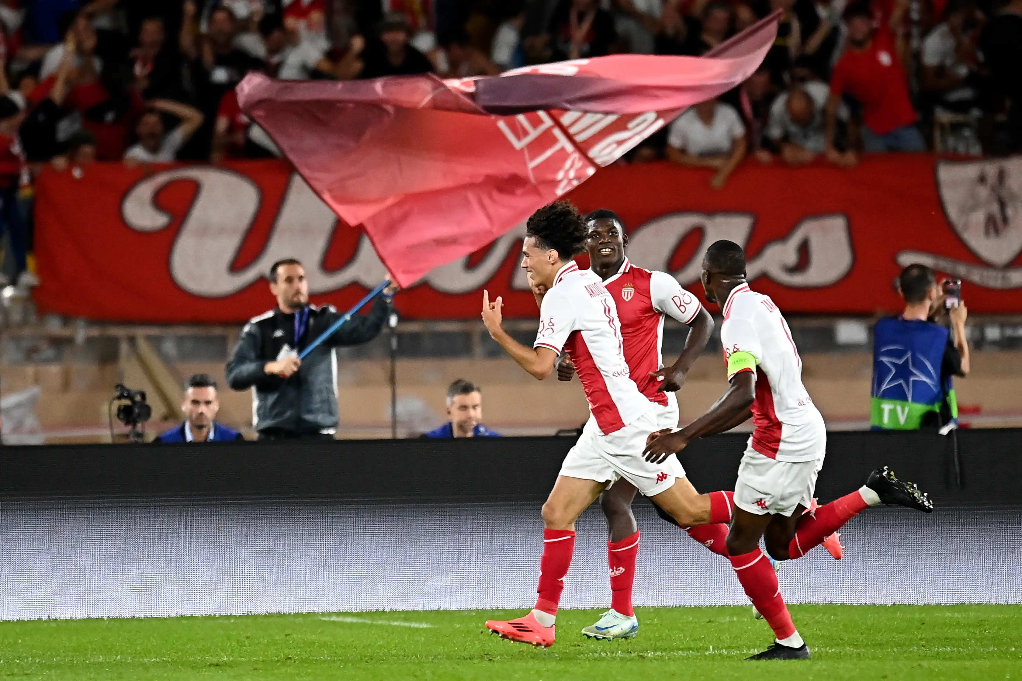 Maghnes Akliouche scored the opening goal for Monaco against Barcelona. (