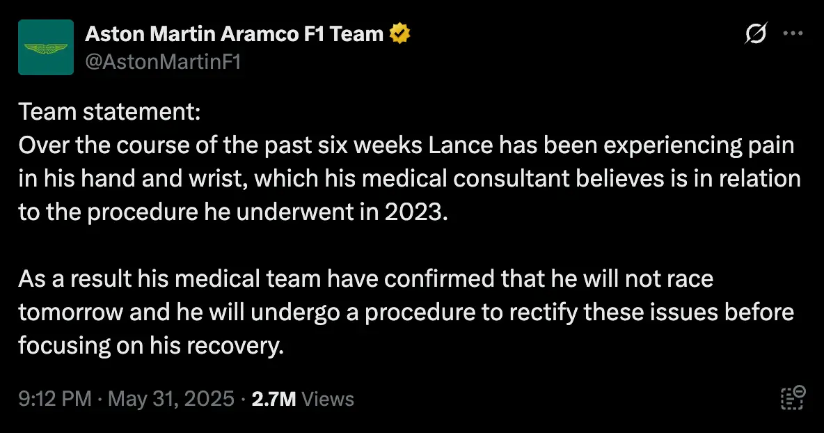 Image: Twitter/Aston Martin F1 Team