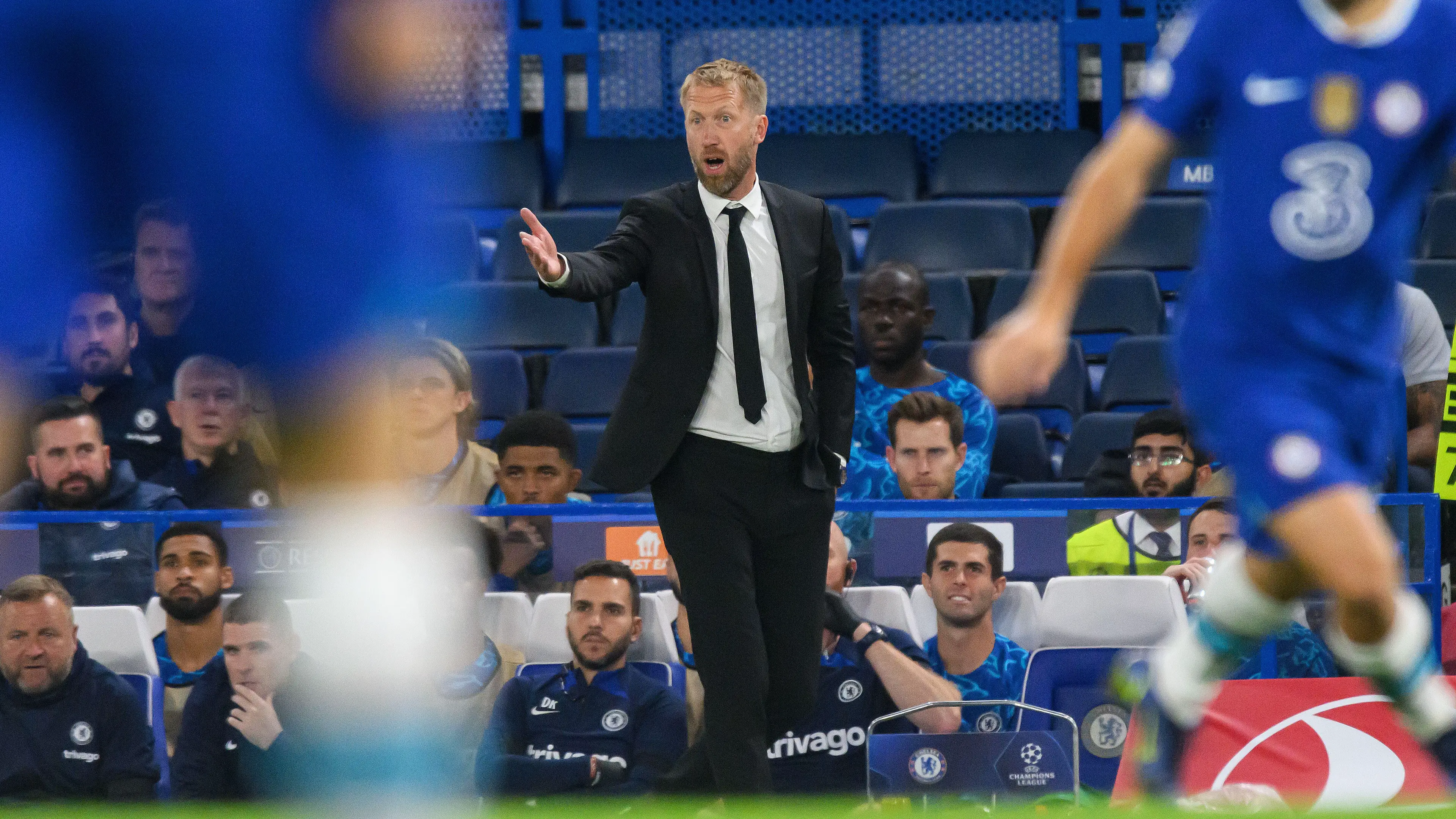Chelsea Manager Graham Potter during the Champions League match at Stamford Bridge. (Alamy)