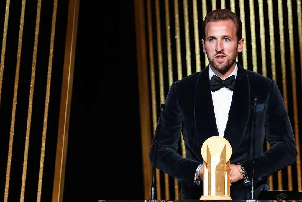 Harry Kane and Kylian Mbappe both won the Gerd Muller Trophy for Best Striker during the 2024 Ballon d'Or ceremony. (Image: Getty)