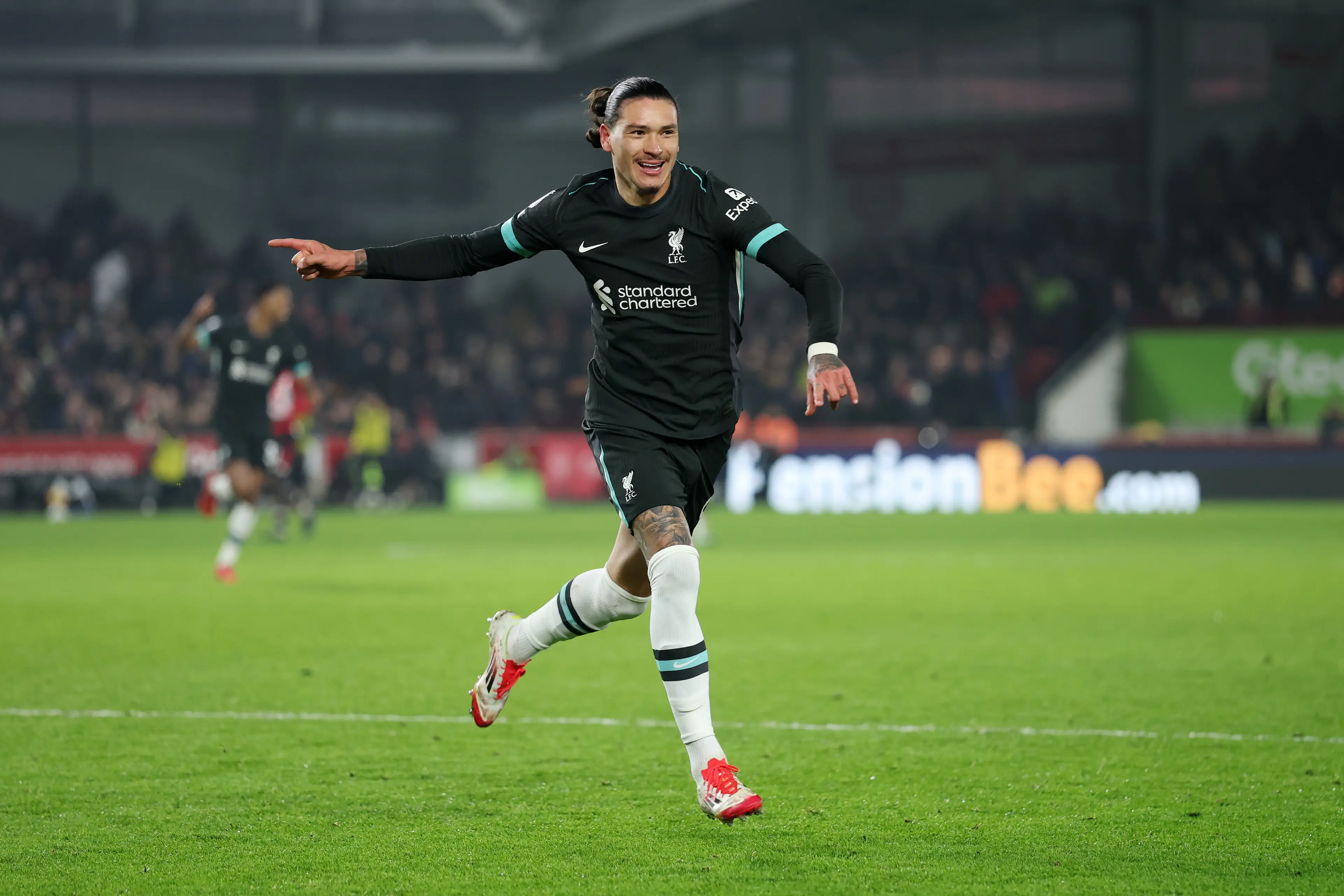 Darwin Nunez was Liverpool's hero away at Brentford. Image: Getty