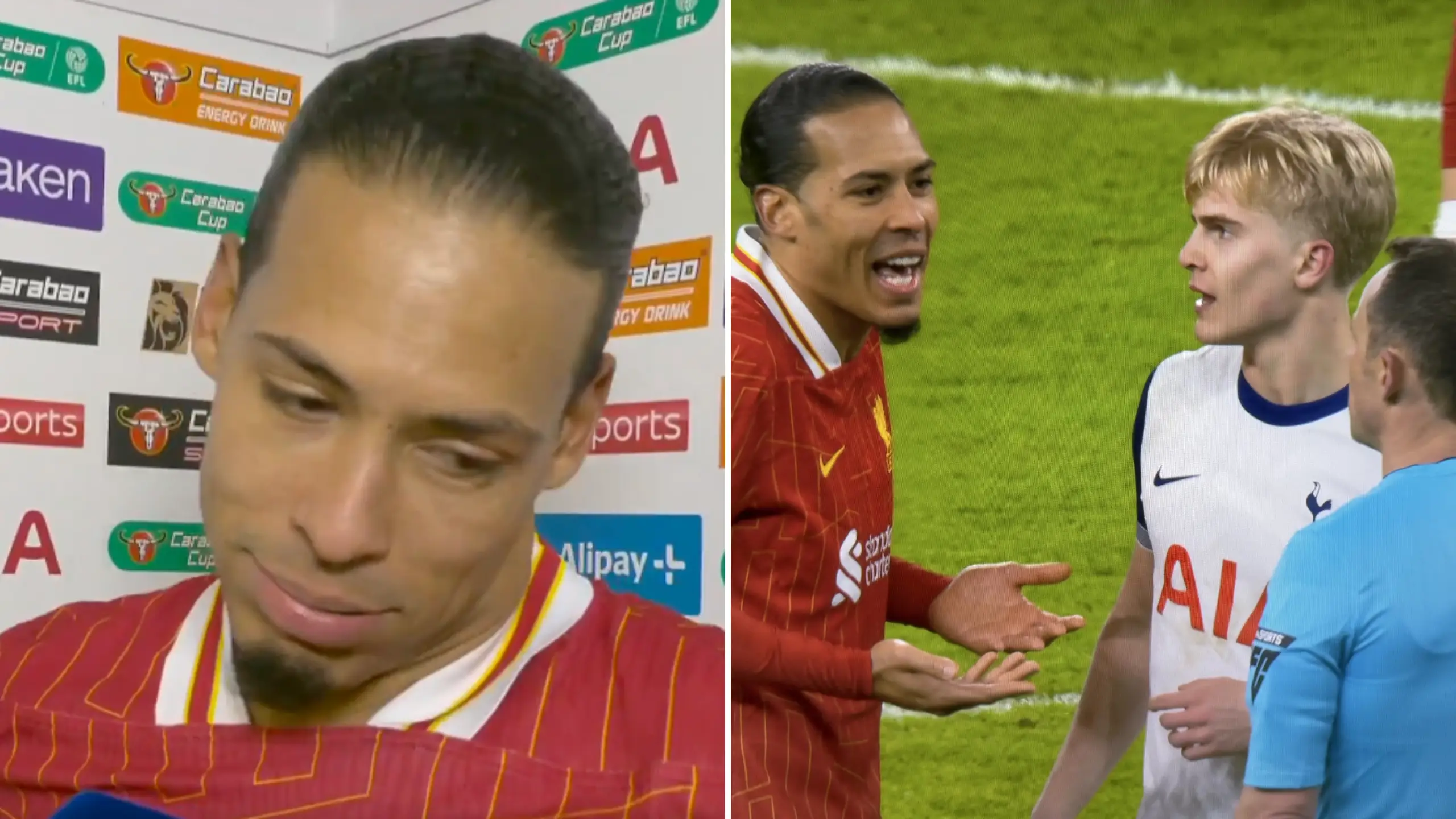 Virgil van Dijk reveals what he told referee about Lucas Bergvall's controversial winner during Spurs vs Liverpool