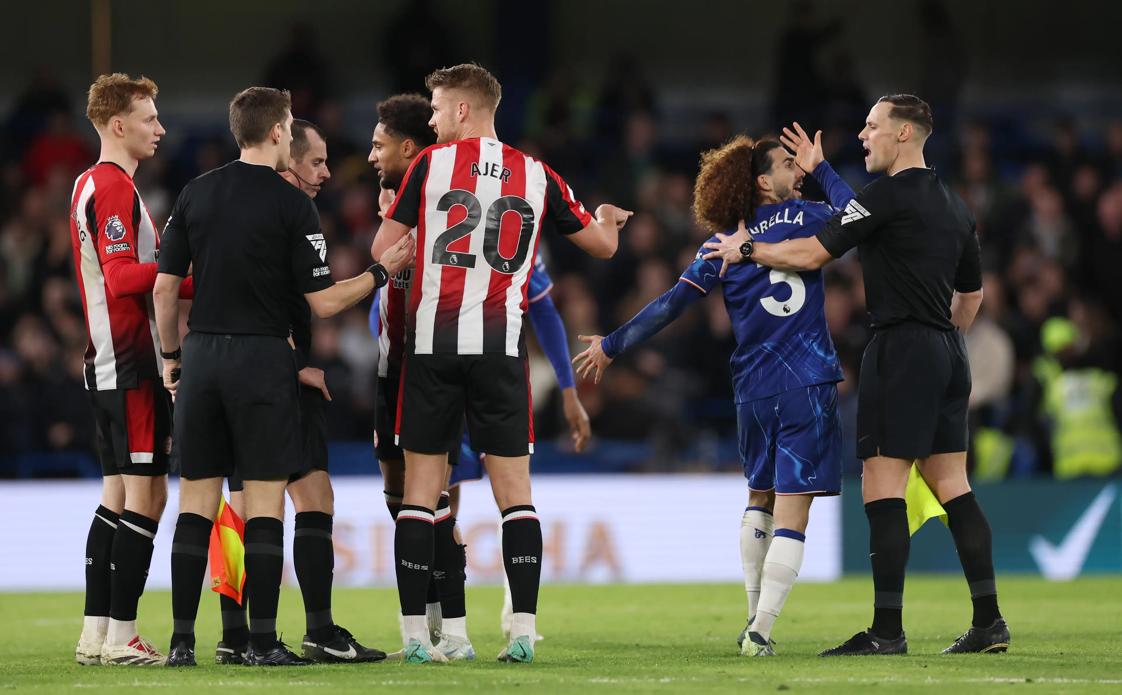Marc Cucurella was shown a red card after the final whistle. Image: Getty