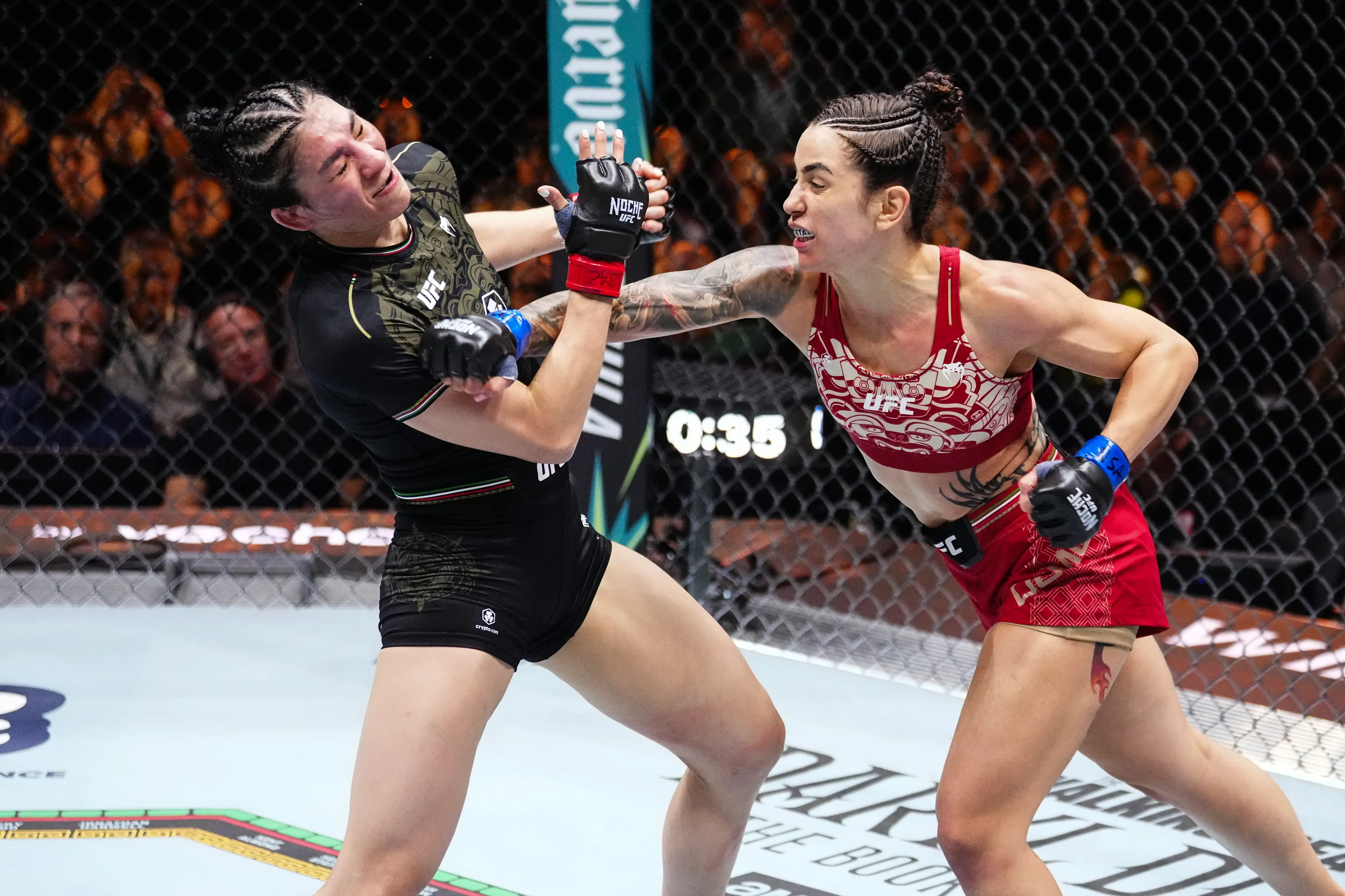 Irene Aldana and Norma Dumont at UFC Noche. (