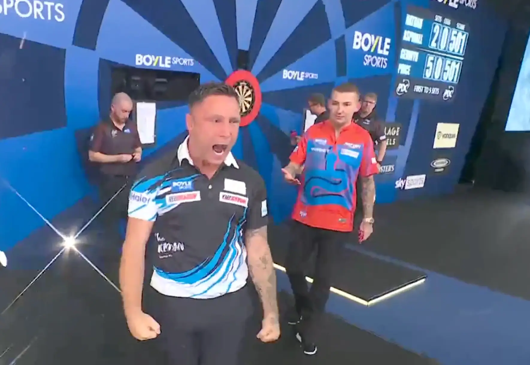 Price was not happy with Aspinall. Image credit: PDC