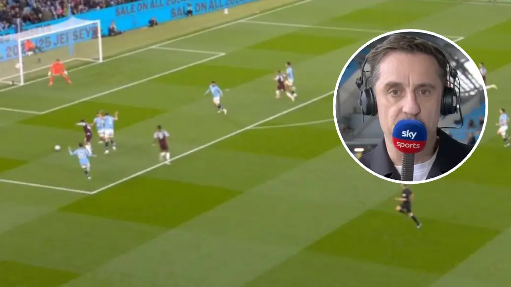 Gary Neville asks are 'they allowed to do that' on air after controversial moment during Man City vs Aston Villa 