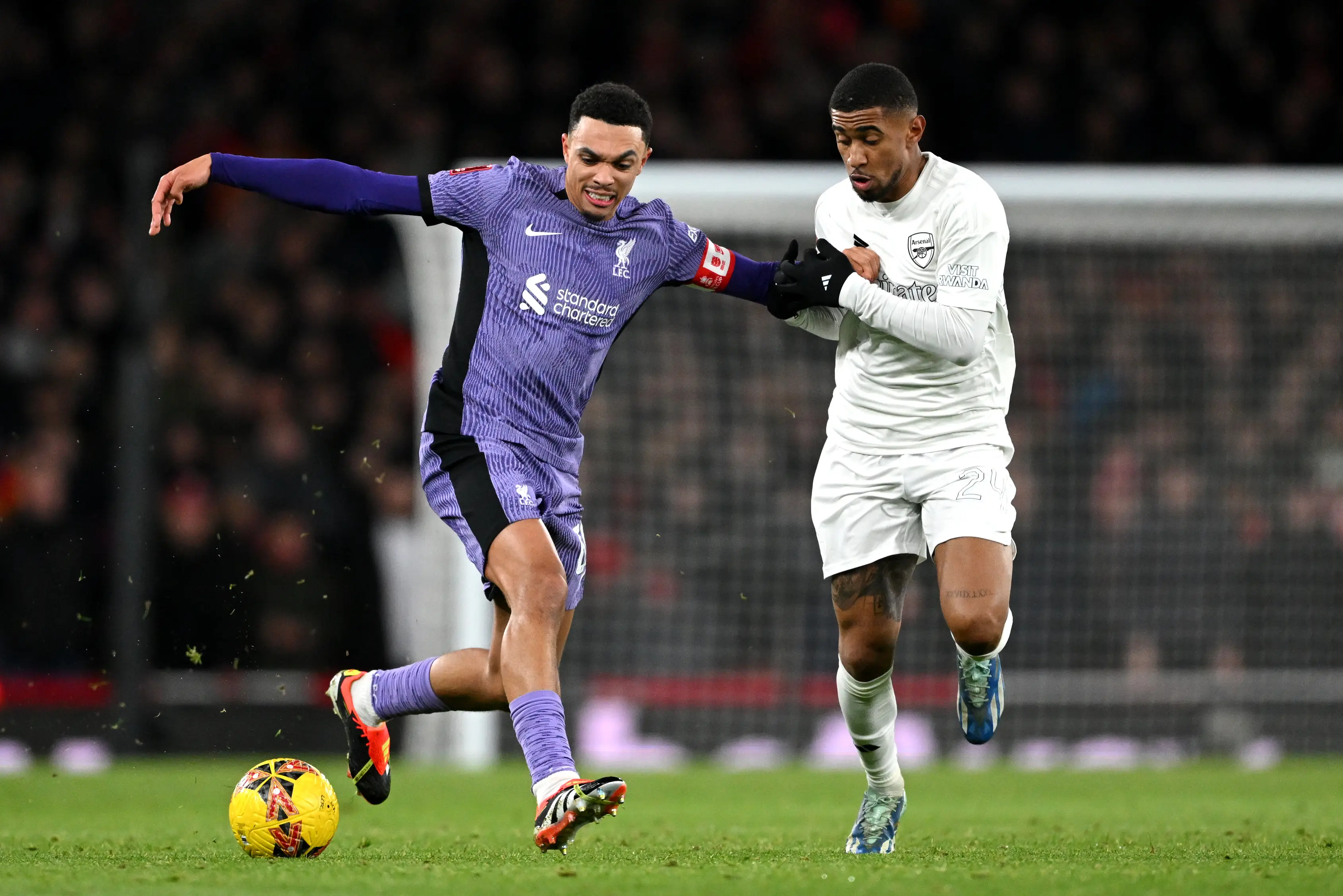 Trent Alexander-Arnold in action against Arsenal. Image: Getty