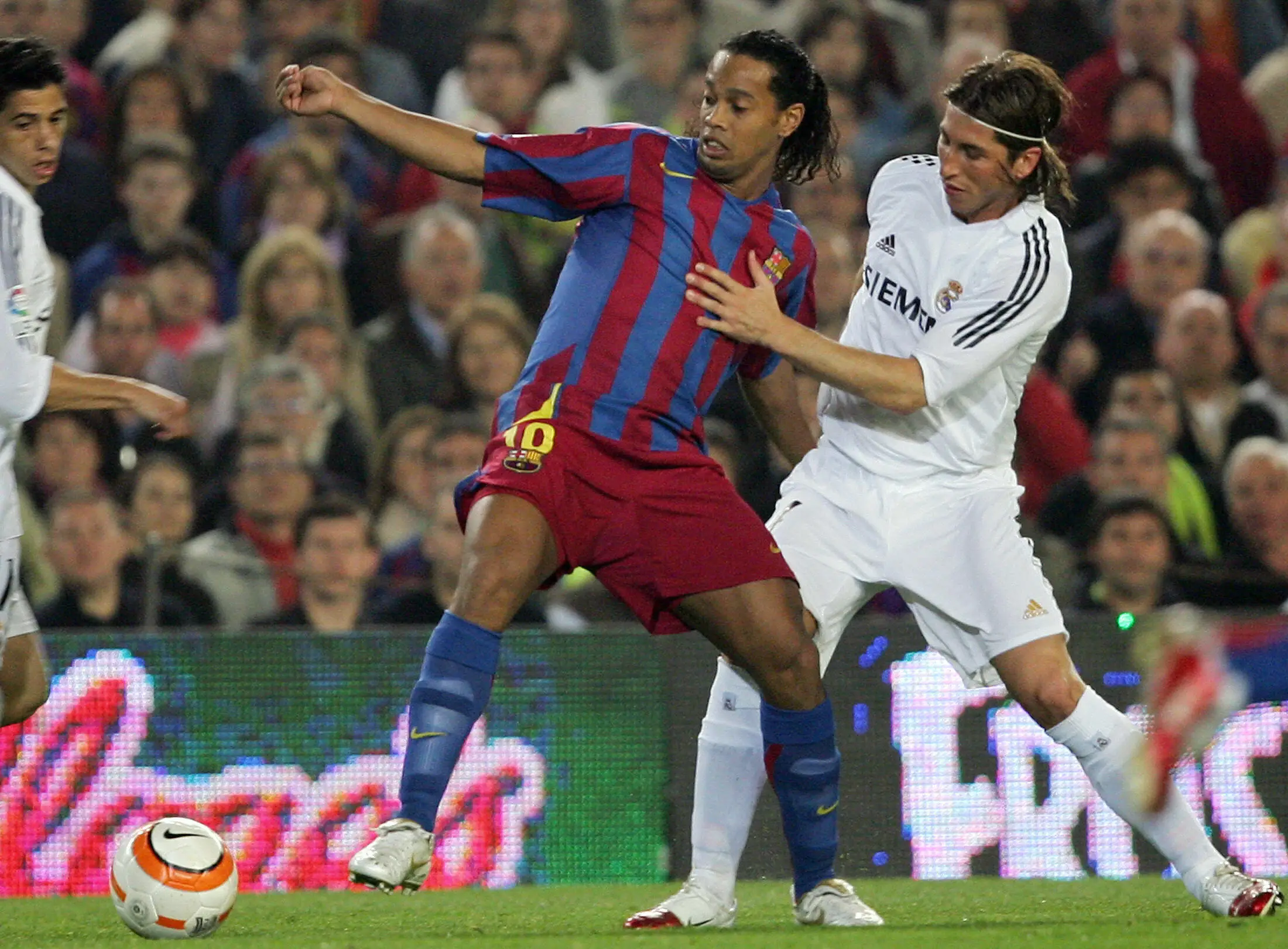 Ronaldinho would often shine against Real Madrid. Image credit: Getty
