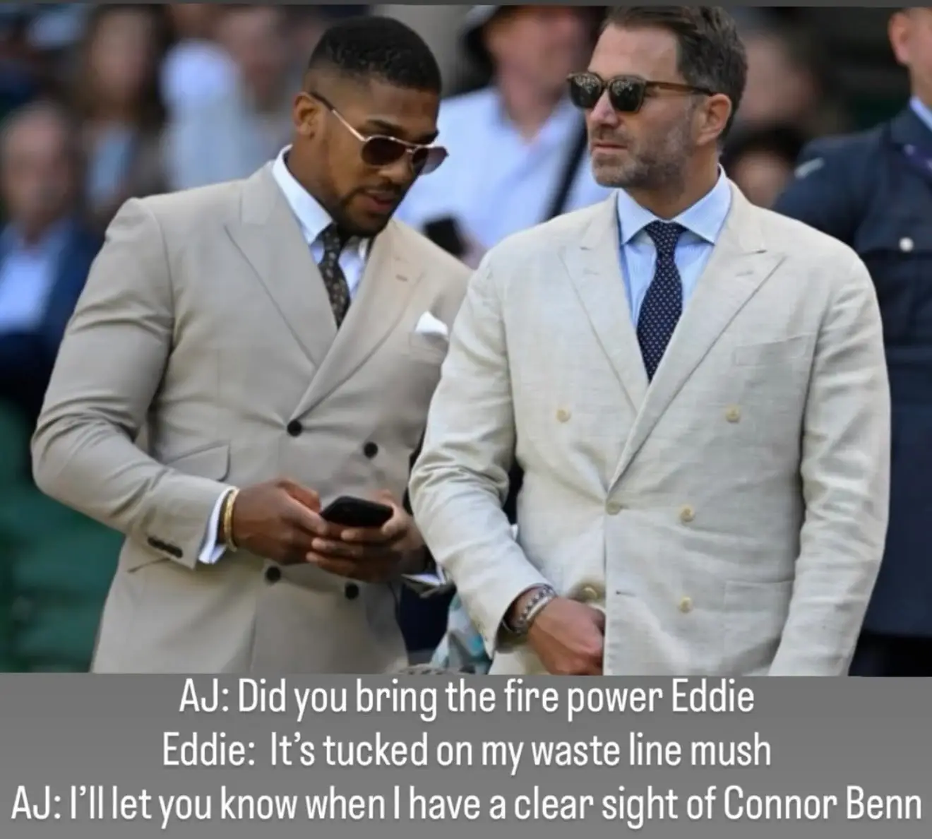 Anthony Joshua sided with Eddie Hearn after Conor Benn left Matchroom. Image: Instagram/Anthony Joshua