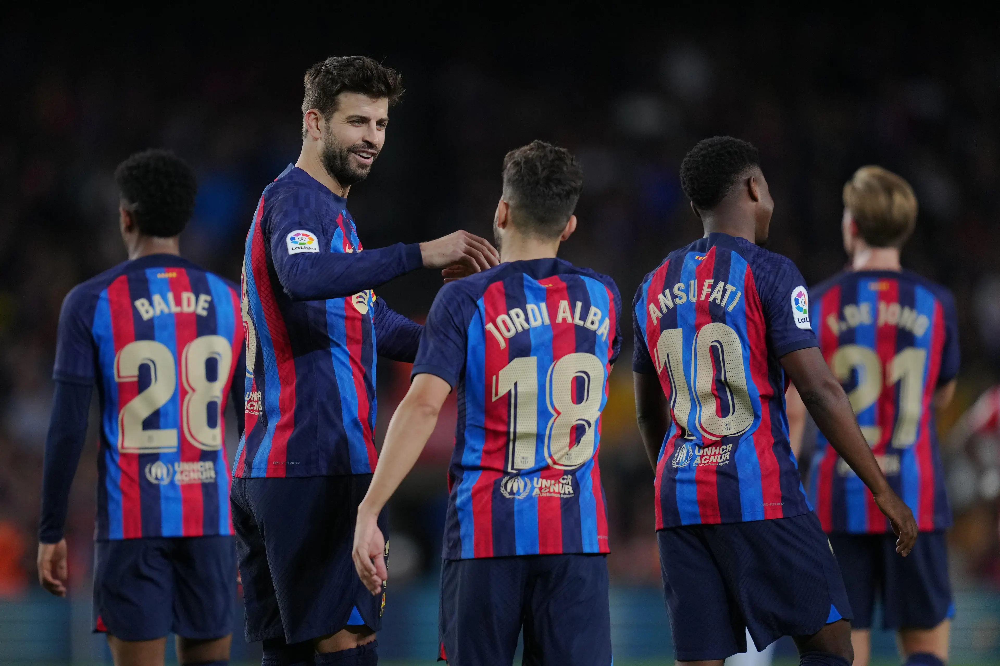 Pique with Jordi Alba. (Image