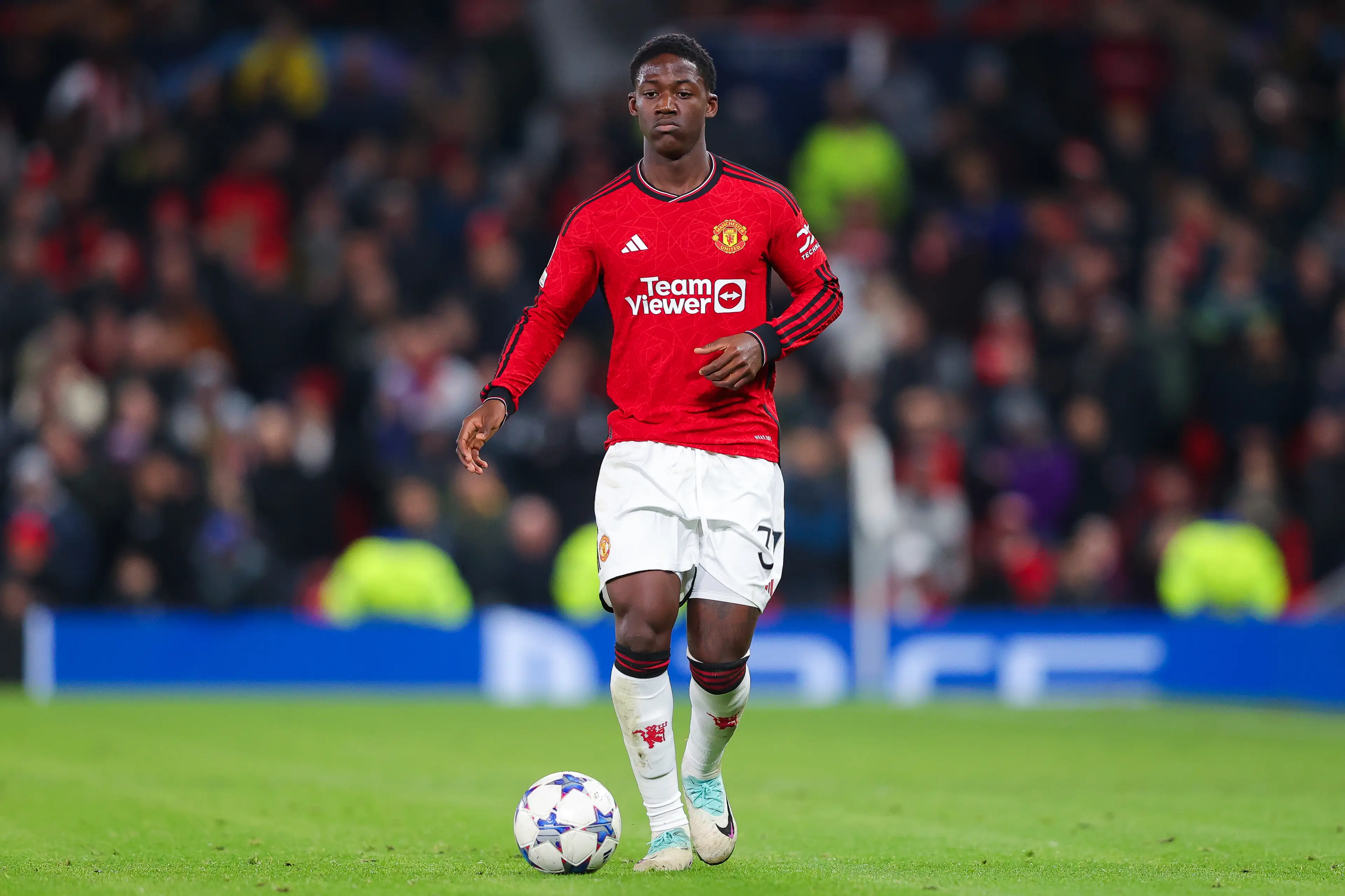 Kobbie Mainoo in action for Manchester United. Image: Getty 