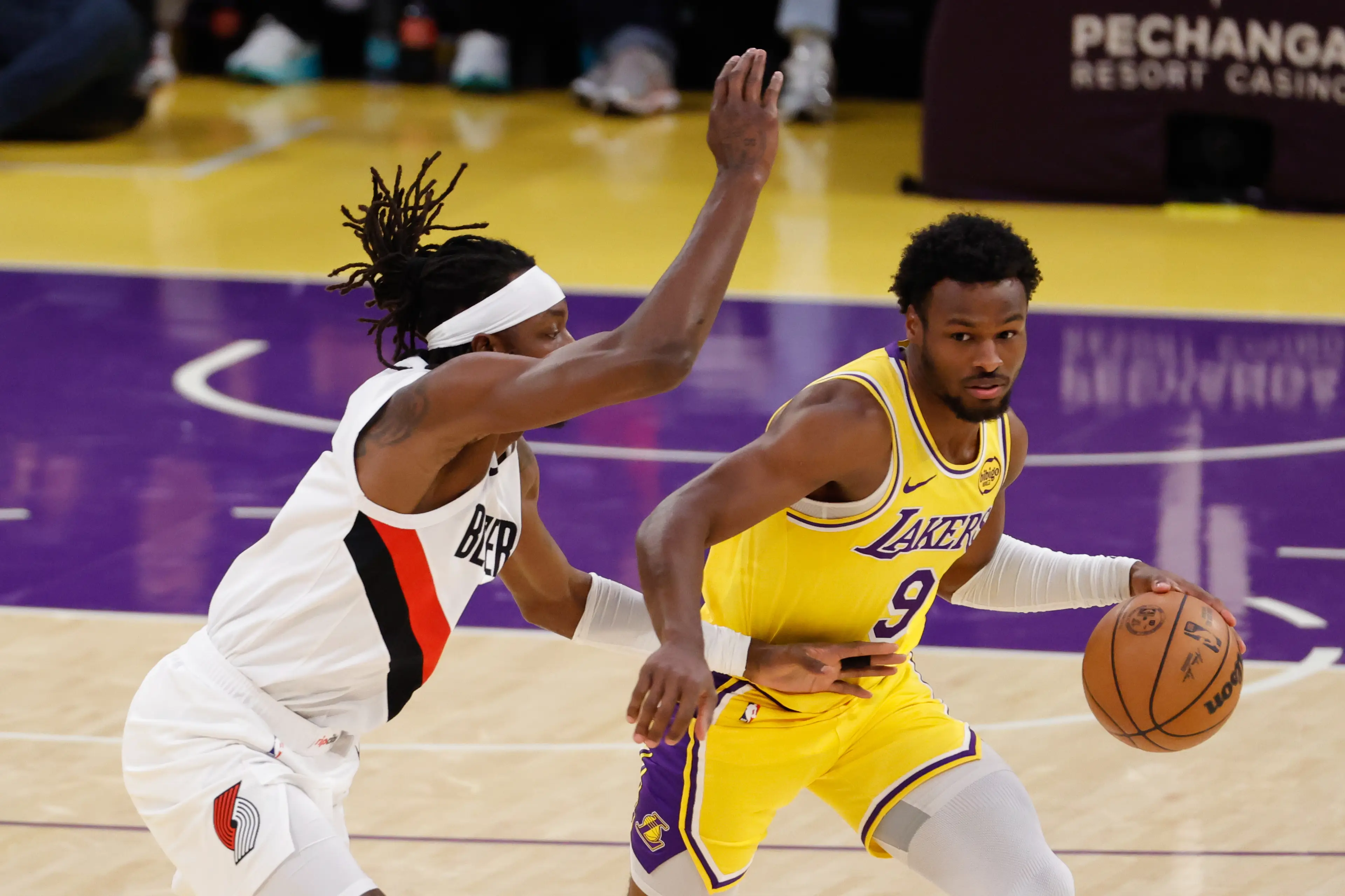 Bronny James against the Portland Trail Blazers (Image: Getty)