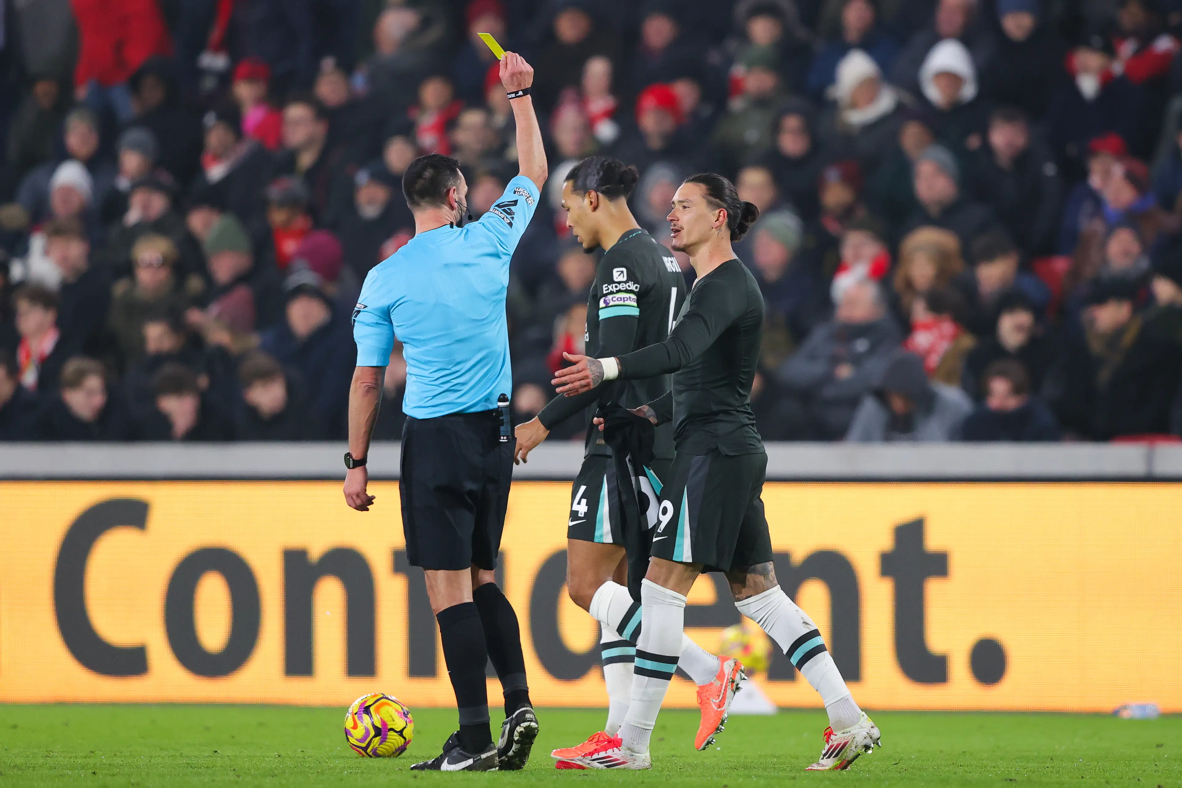 Nunez was booked after scoring. Image credit: Getty 