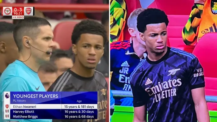 Arsenal’s Ethan Nwaneri becomes youngest ever Premier League player at just 15 years and 181 days old