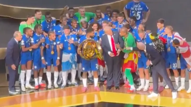 New footage of Chelsea trophy lift incident with Donald Trump emerges and it changes everything