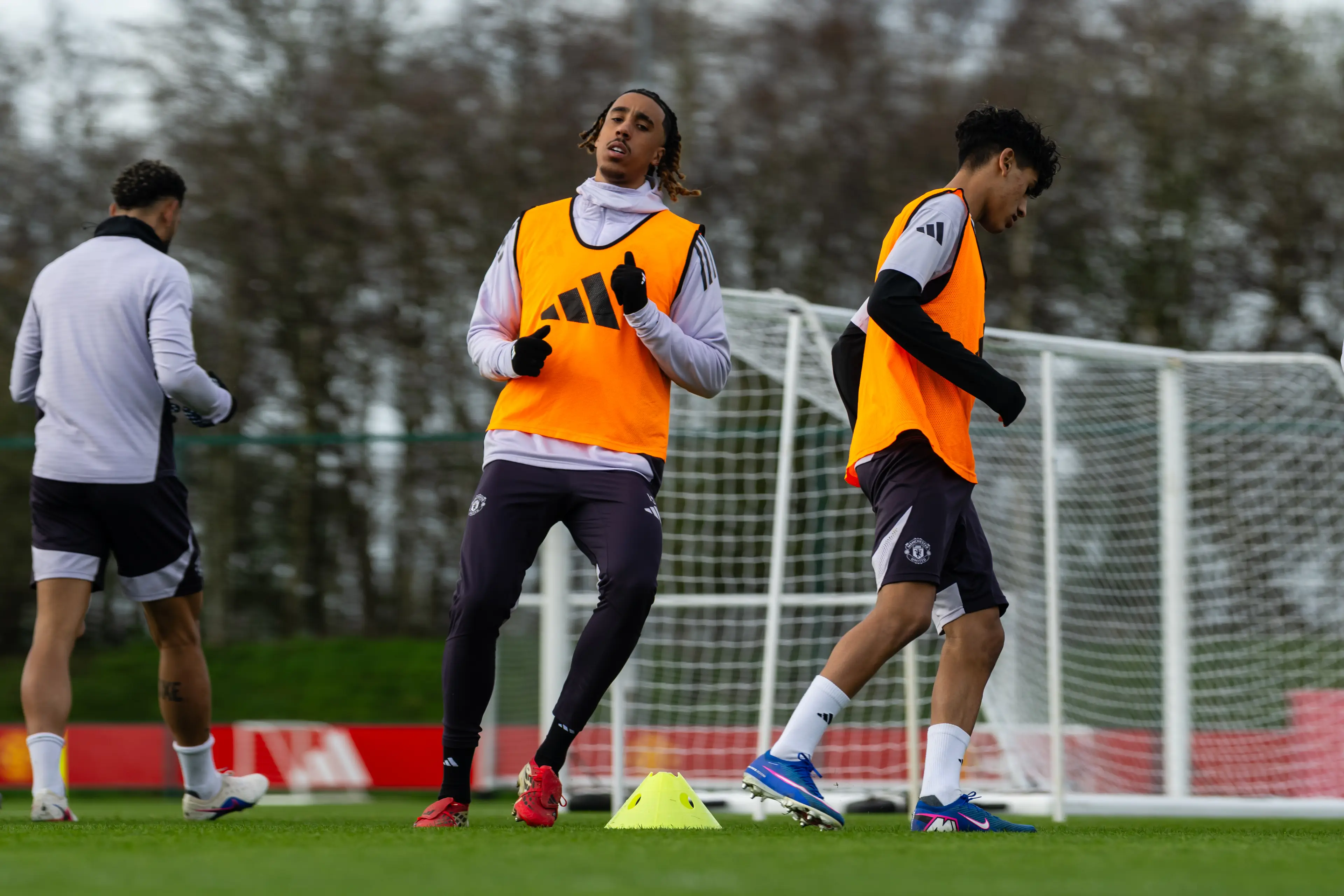 JJ Gabriel (right) trained with Manchester United's first-team on Wednesday. Image credit: Getty