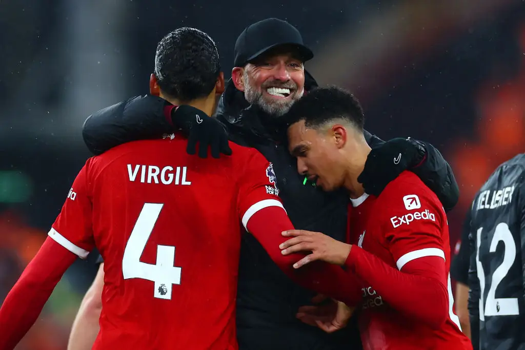 Klopp with Van Dijk and Alexander-Arnold- Getty