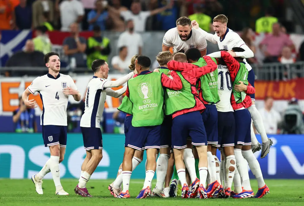 England players celebrate Ollie Watkins' late winner vs the Netherlands -