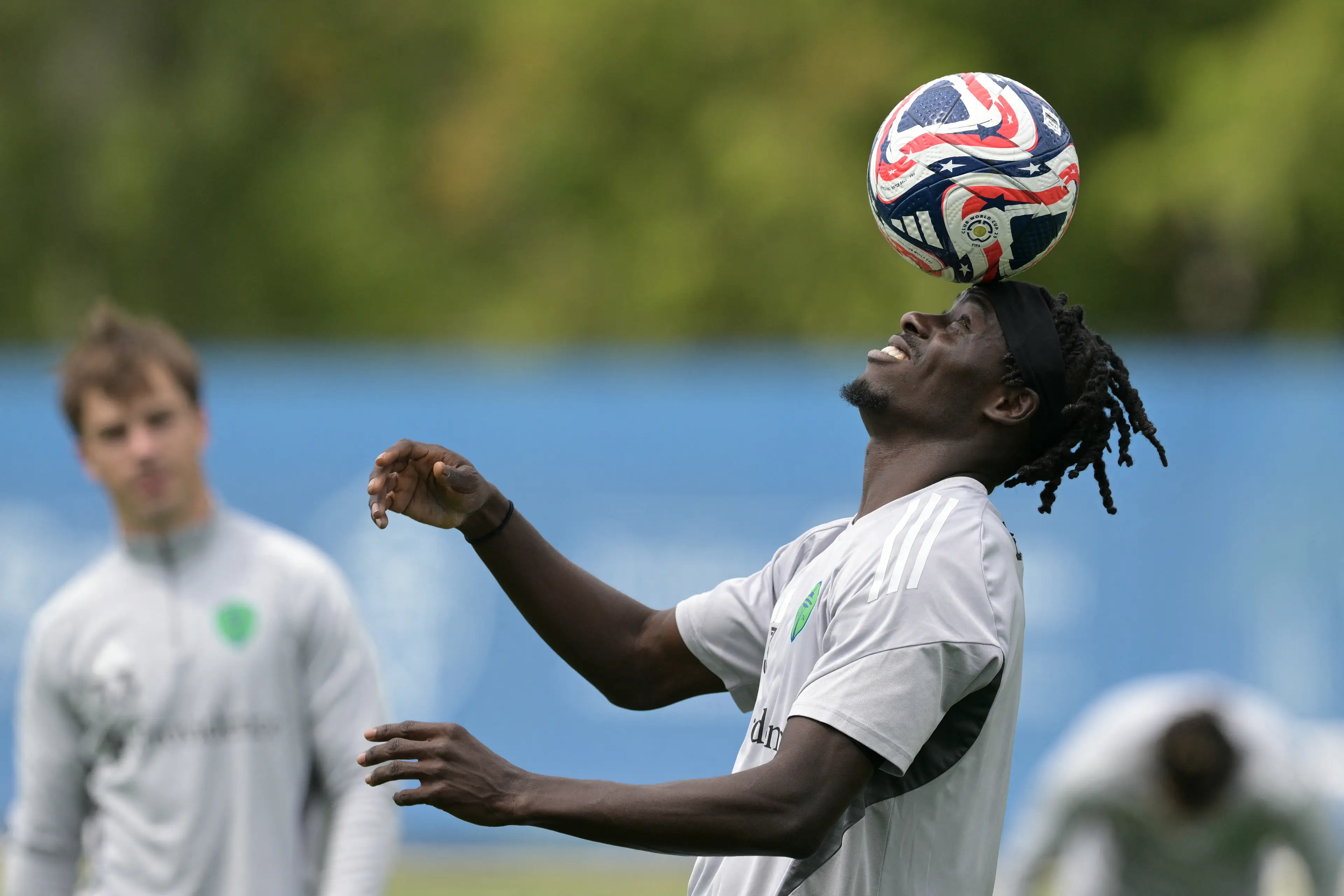 Georgi Minoungou pictured in training at this summer's Club World Cup. Image credit: Getty