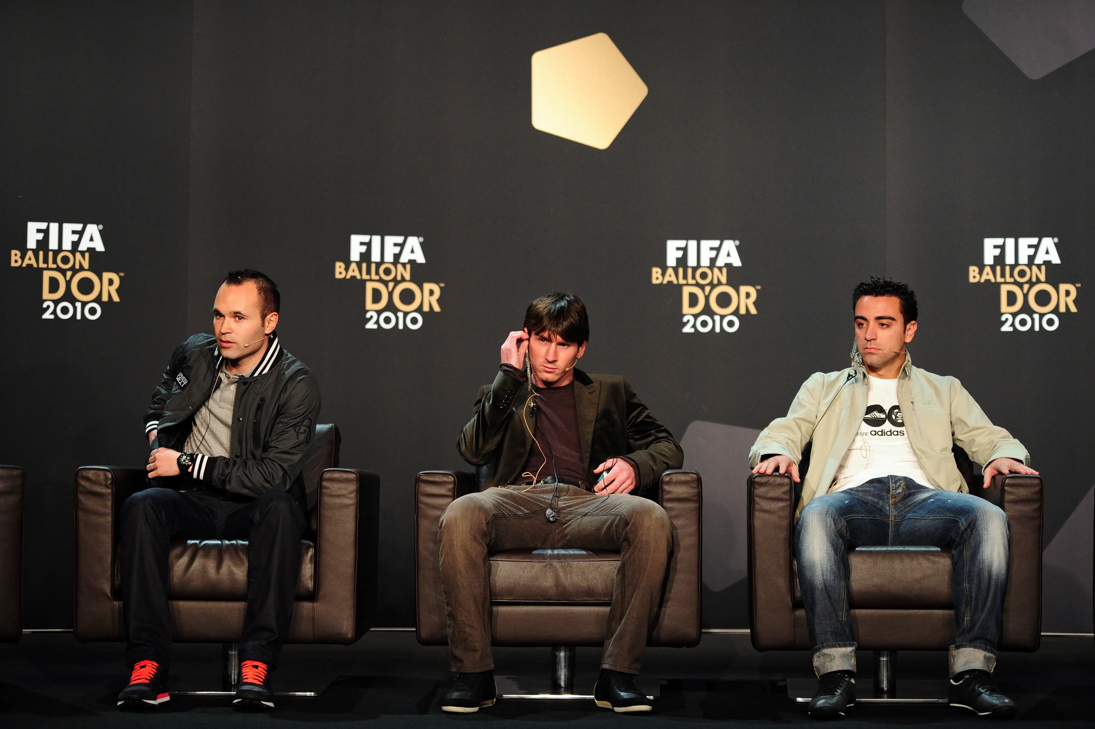 Andres Iniesta finished behind Lionel Messi in the 2010 Ballon d'Or. Image: Getty 