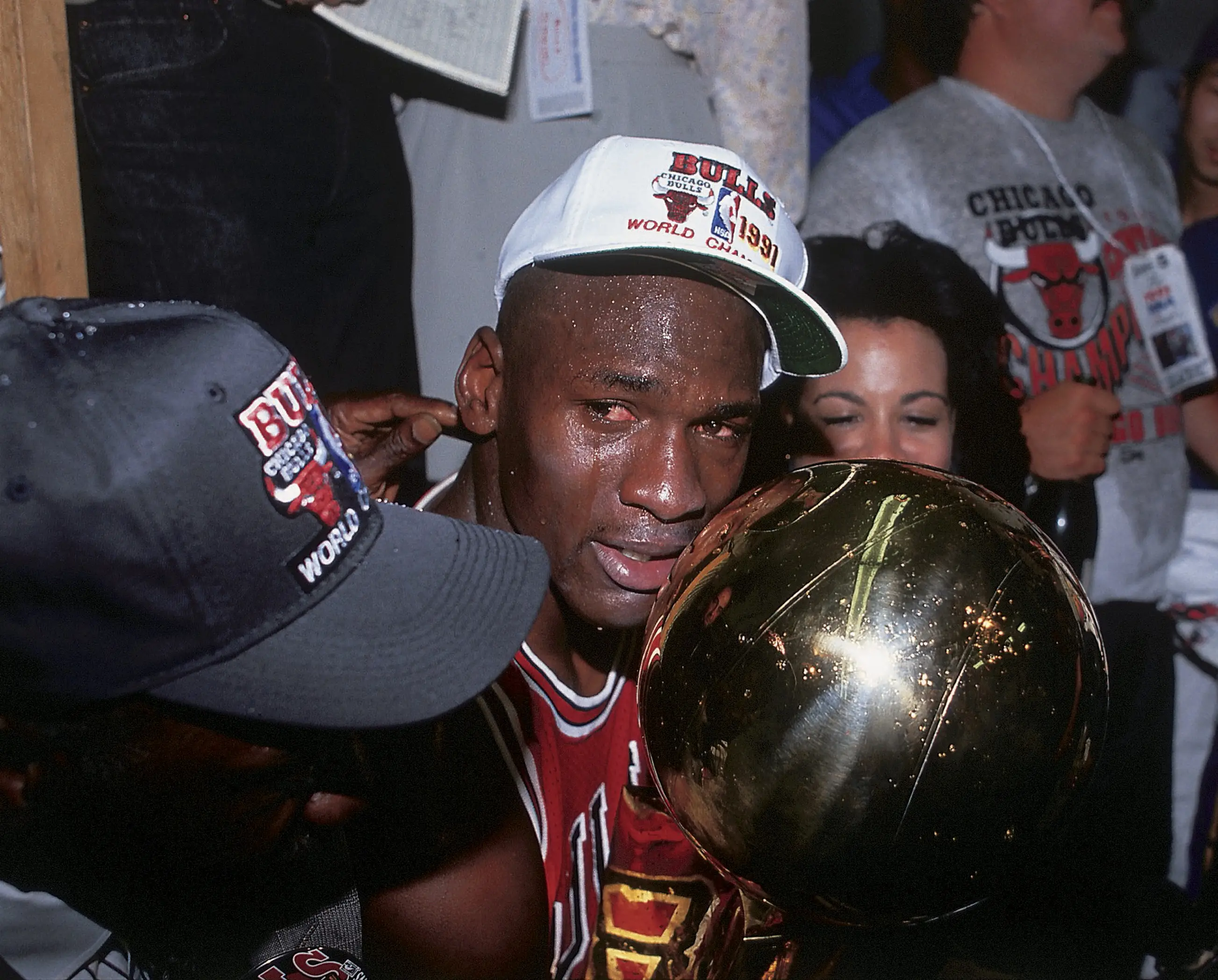 Michael Jordan after winning the NBA championship in 1991. Image: Getty